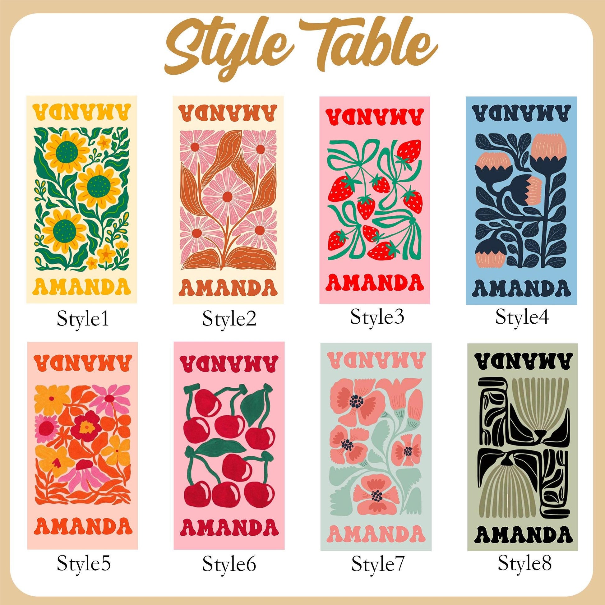 Floral Personalized Beach Towel, Custom Name Towel for Women, Retro Flower Pool Towel, Multicolor Vacation Beach Towel, Bachelorette Party