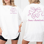 Bow Bachelorette Shirt, Coquette Bridal Party Tee, Heart Locket Bride T-Shirt, Future Mrs Shirt, Minimalist Bridesmaid Gift