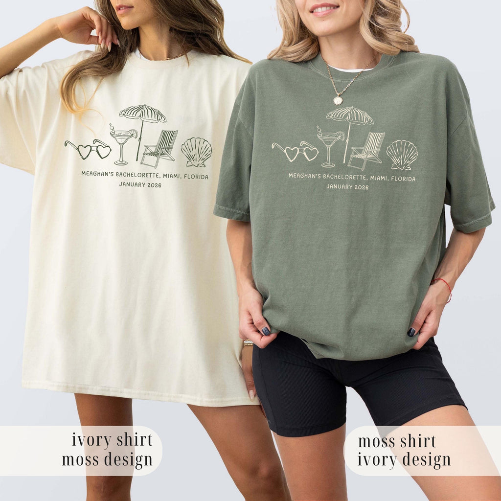 Custom Beach Bach Party Shirt, Comfort Colors Coastal Bride Tee, Matching Beach Bridal Party Gift