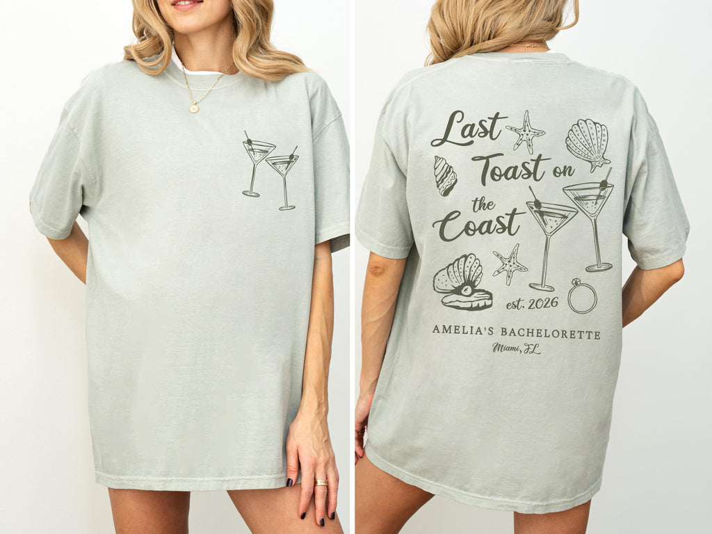 Last Toast on the Coast, Beach Bachelorette Party Shirts, Custom Bach Tees, Luxury Bachelorette Merch, Beach Bride, Coastal Bachelorette