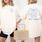 Bow Bachelorette Shirt, Coquette Bridal Party Tee, Heart Locket Bride T-Shirt, Future Mrs Shirt, Minimalist Bridesmaid Gift
