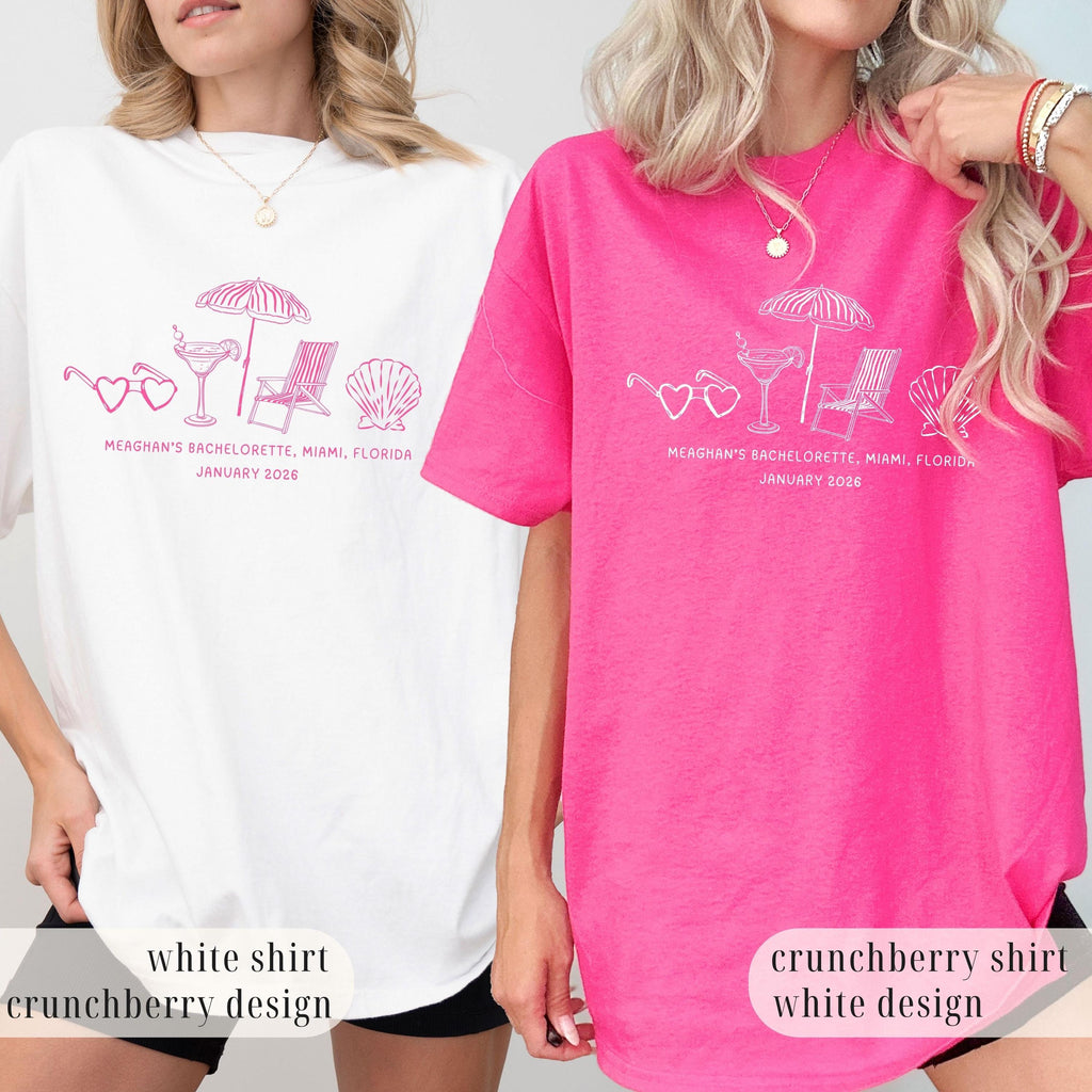 Custom Beach Bach Party Shirt, Comfort Colors Coastal Bride Tee, Matching Beach Bridal Party Gift