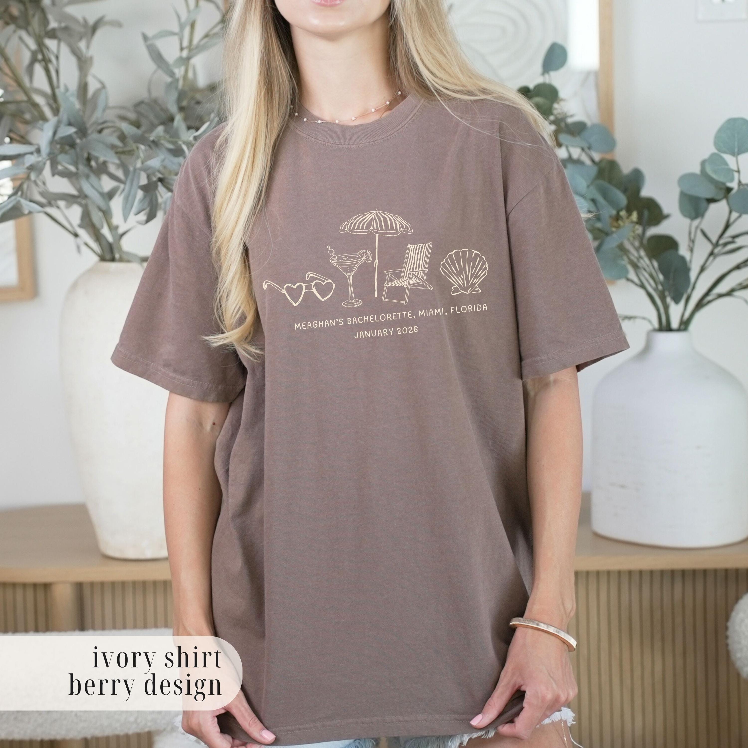 Custom Beach Bach Party Shirt, Comfort Colors Coastal Bride Tee, Matching Beach Bridal Party Gift