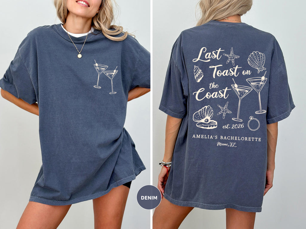 Last Toast on the Coast, Beach Bachelorette Party Shirts, Custom Bach Tees, Luxury Bachelorette Merch, Beach Bride, Coastal Bachelorette
