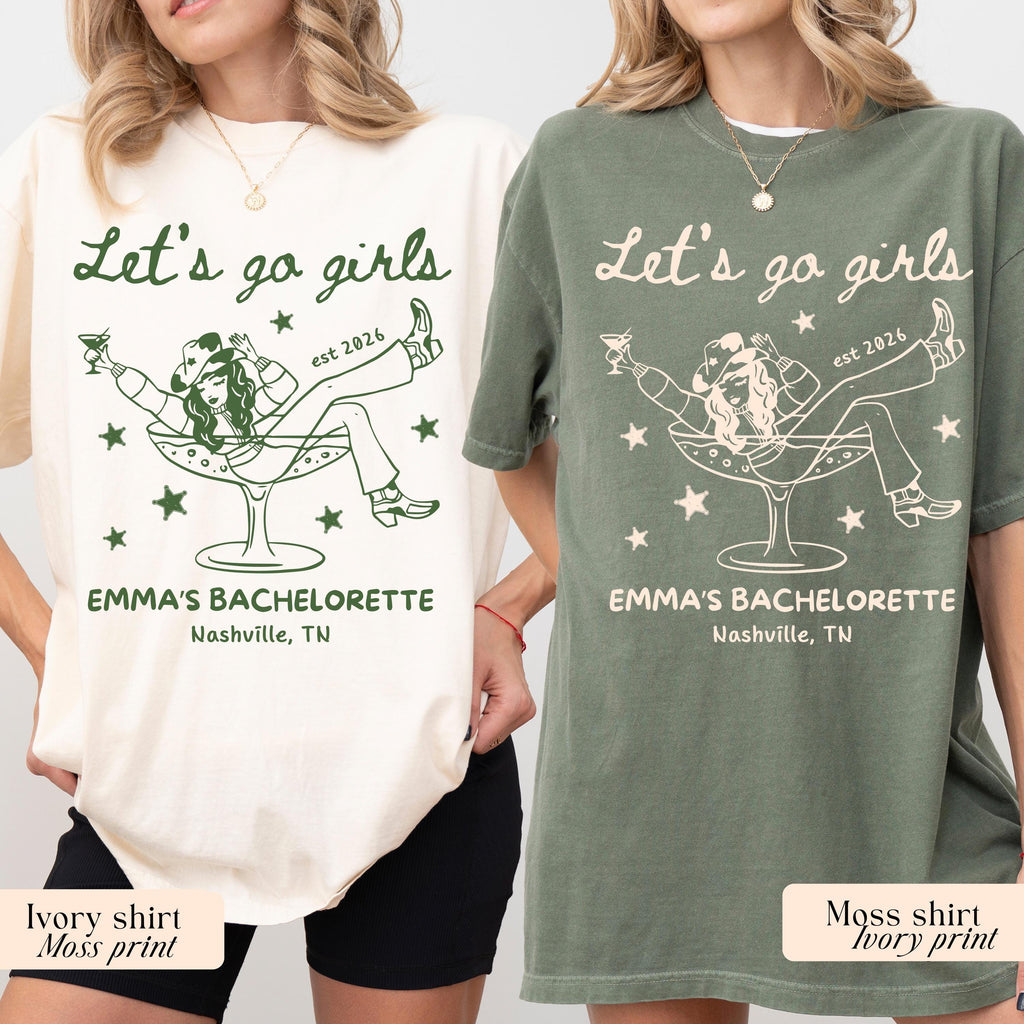 Let's Go Girls, Custom Western Bachelorette Shirt, Cowgirl Bride Tee, Personalized Nashville Bach Shirts, Matching Country Bridal Squad