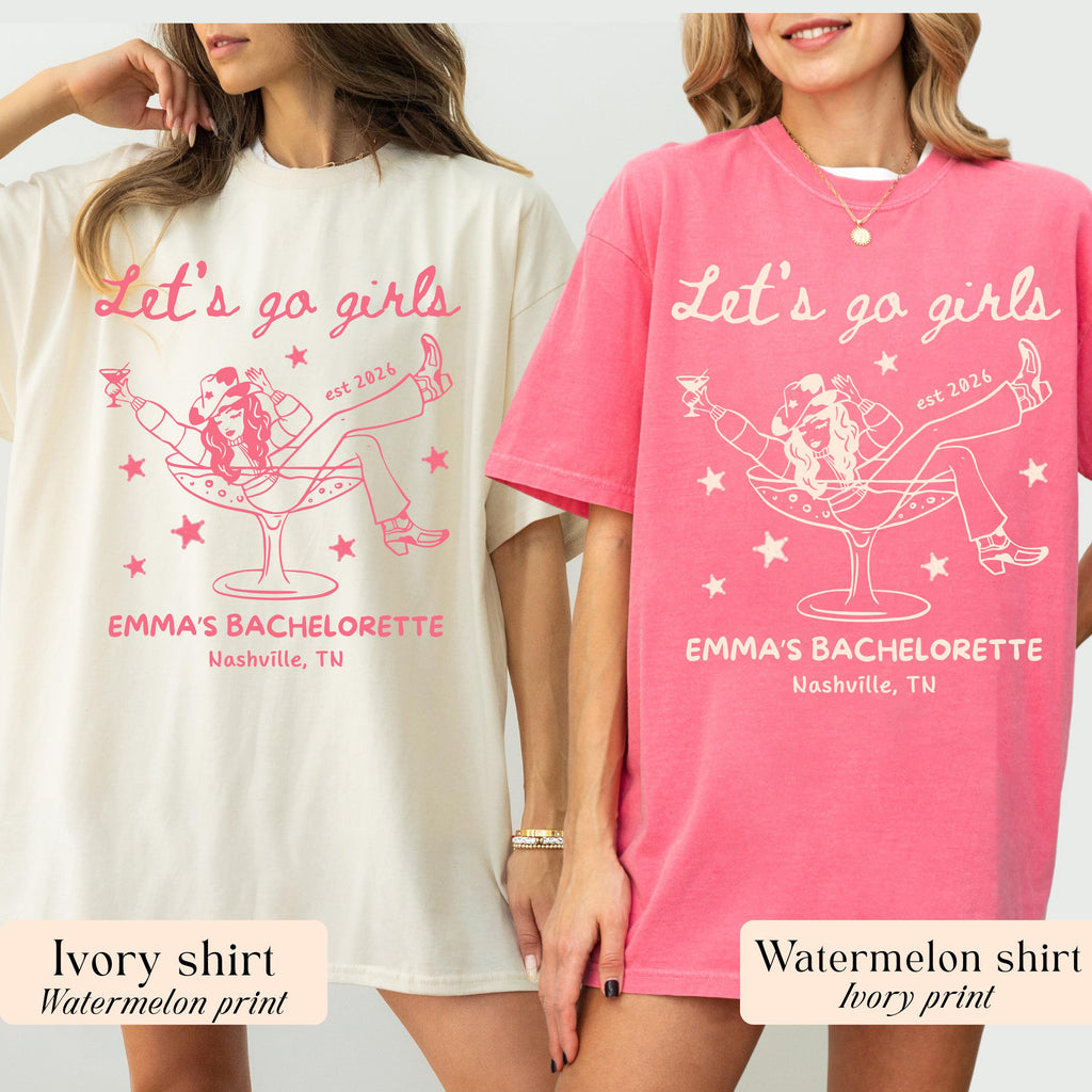 Let's Go Girls, Custom Western Bachelorette Shirt, Cowgirl Bride Tee, Personalized Nashville Bach Shirts, Matching Country Bridal Squad