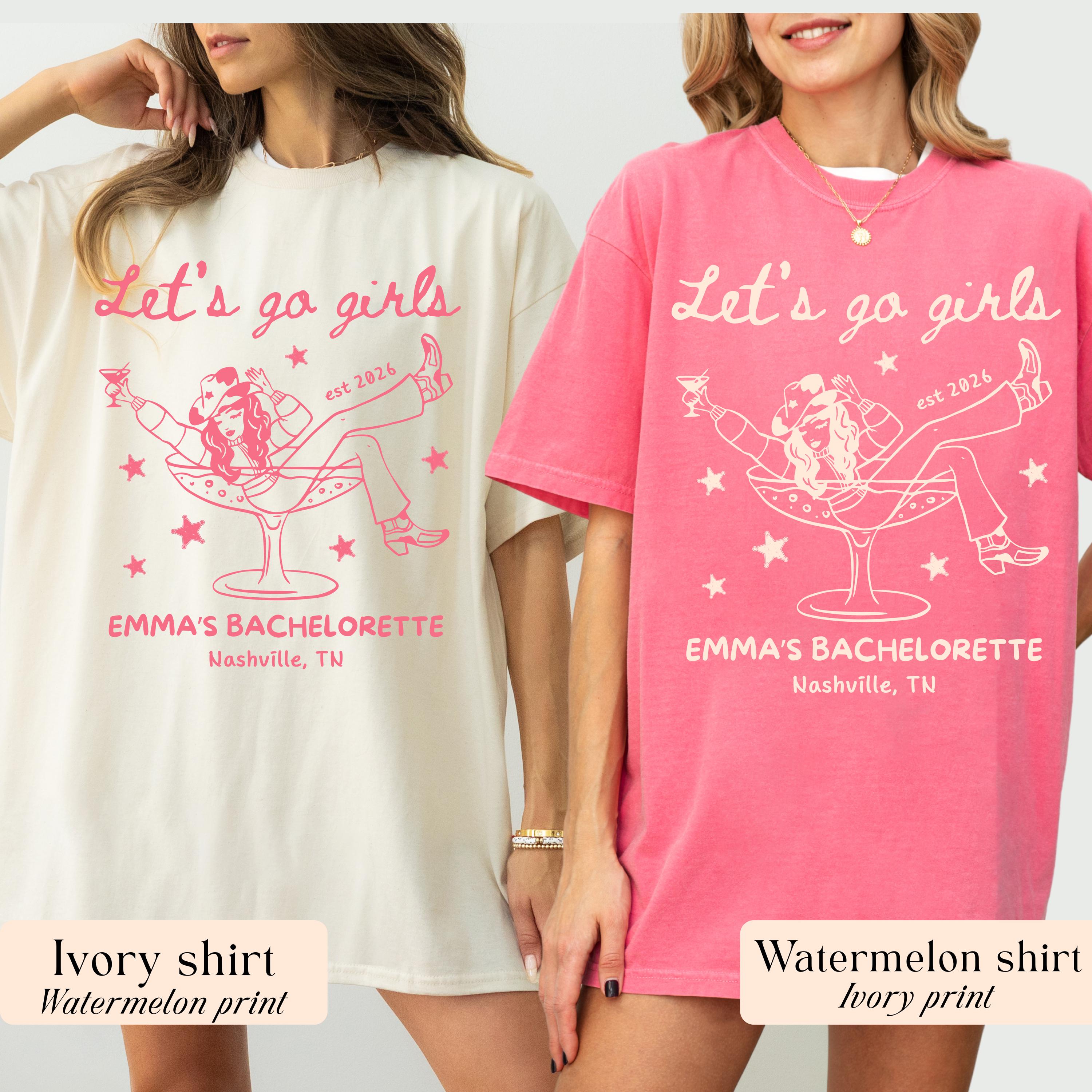 Let's Go Girls, Custom Western Bachelorette Shirt, Cowgirl Bride Tee, Personalized Nashville Bach Shirts, Matching Country Bridal Squad