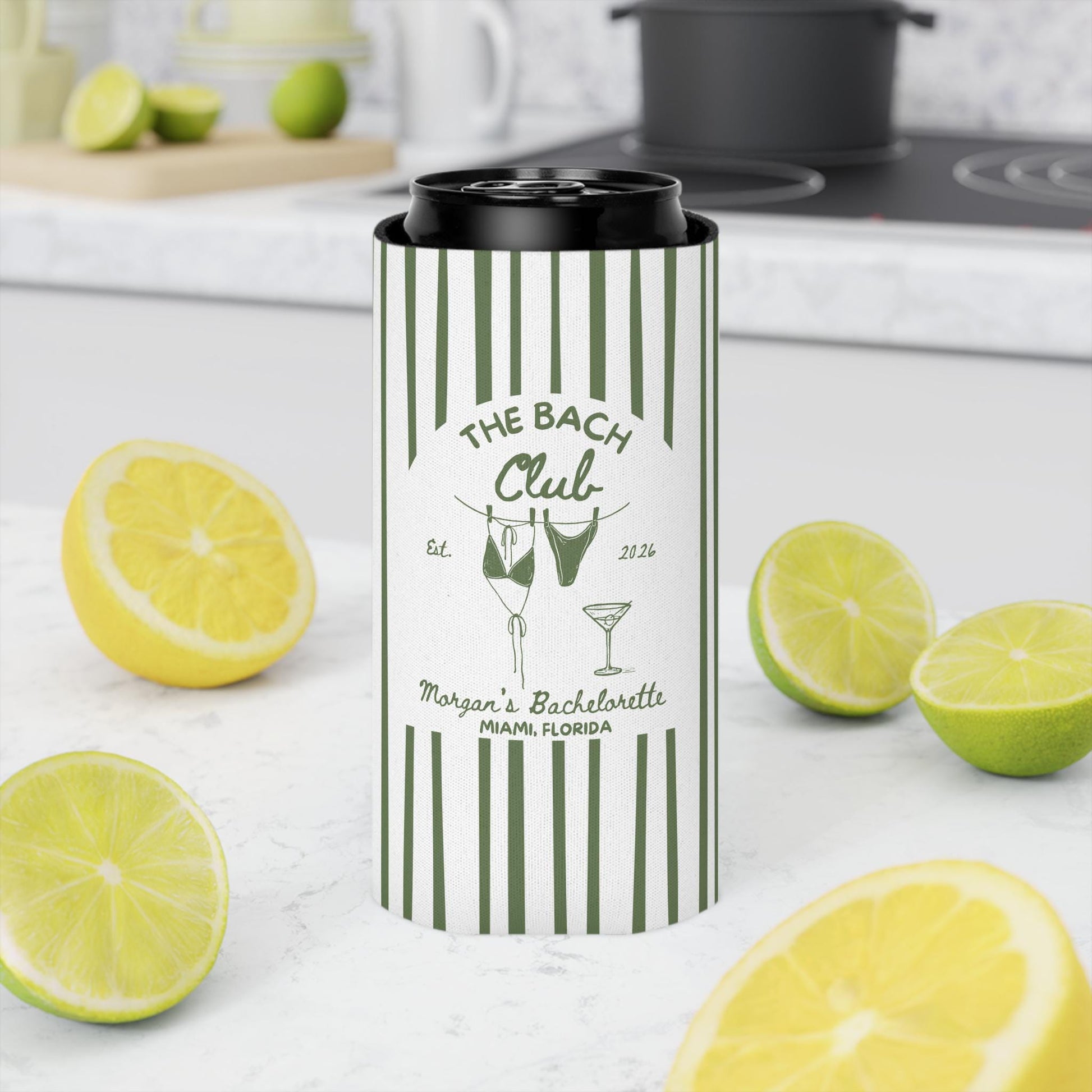 The Bach Club Cozies, Custom Bachelorette Can Coolers, Destination Bachelorette Party Favors, Personalized Beach Club Cozies