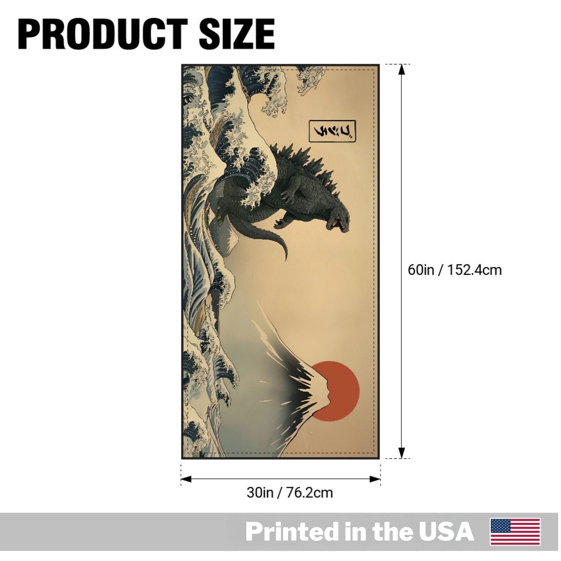 Vintage Japanese Godzilla Beach Towel, Beach Towel, Summer Gift for Him, Girl Trip Essentials, Aesthetic Travel Accessories, Retro Kaiju
