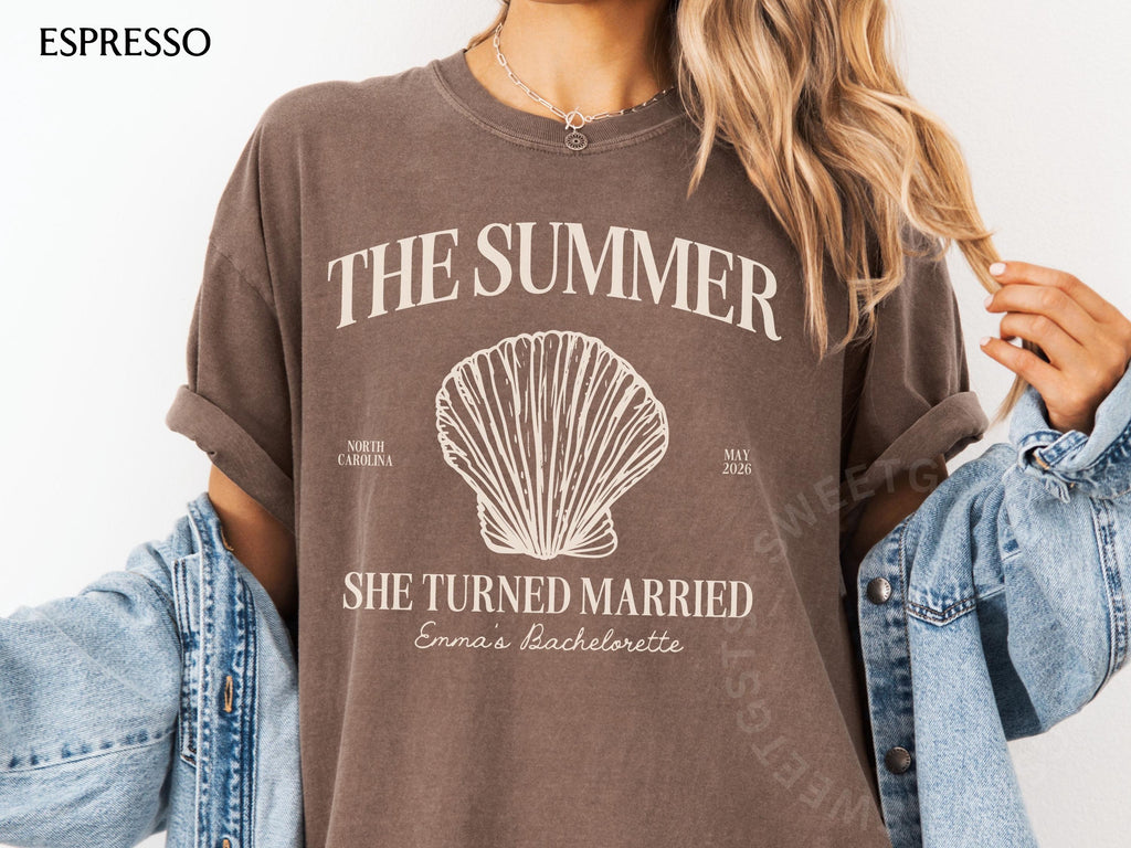 Summer I Turned Married Bachelorette Shirts - Personalized Bridal Party Tshirt for Bach Trip BA2604
