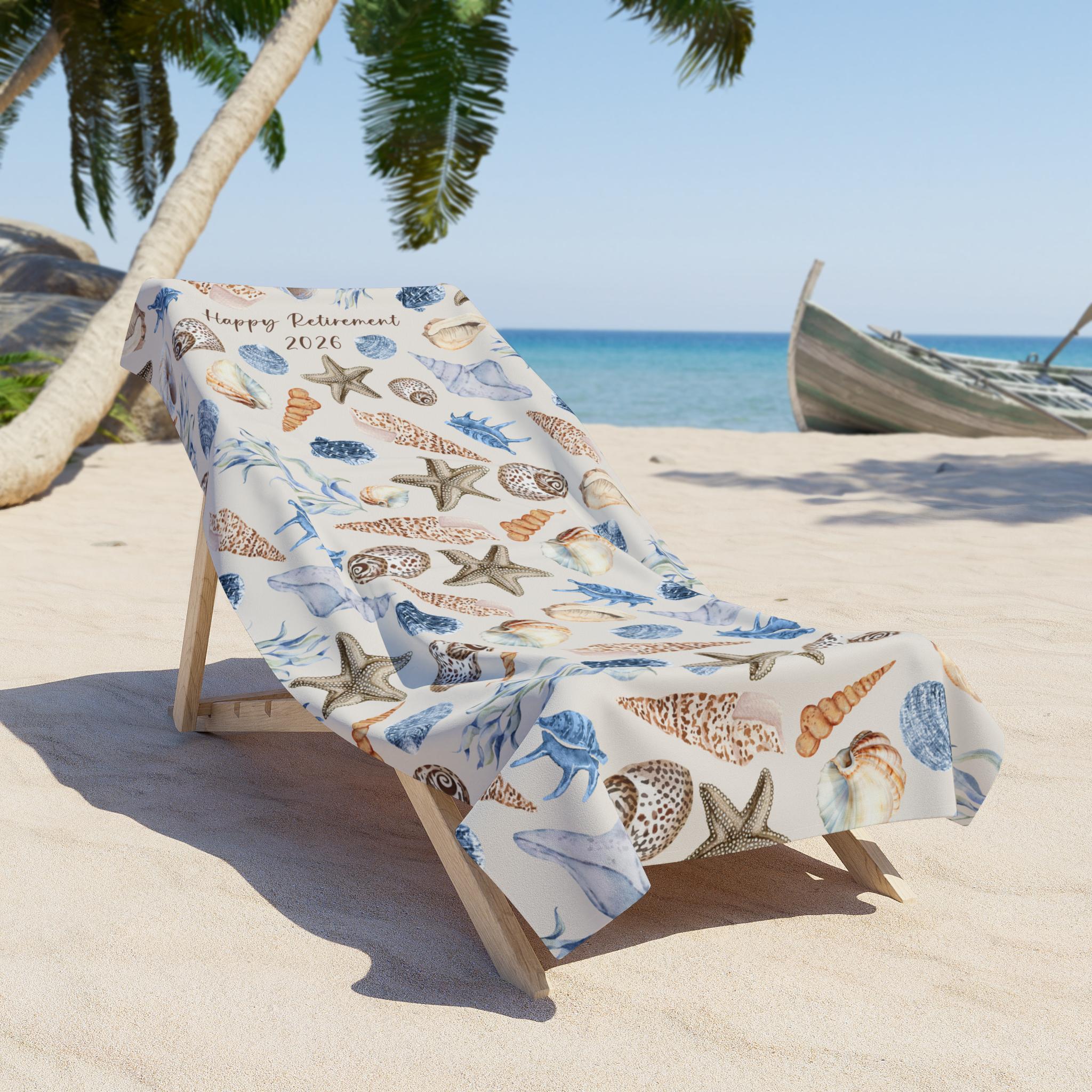 Retirement Gift Beach Towel for 2026 Shell Design Custom Towel for Beach Towels Pool Towel Personalized Towel Retirement Gift Women Coworker