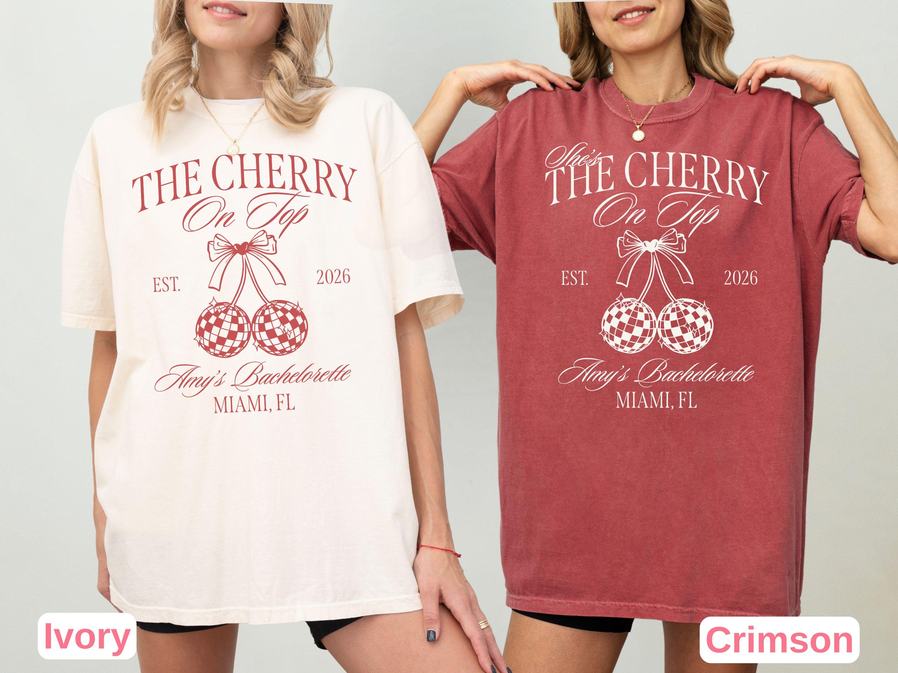 Custom Cherry on Top Bachelorette Shirt, Disco Ball Bride Tee, Retro Coquette Bridal Shower Comfort Colors Shirt