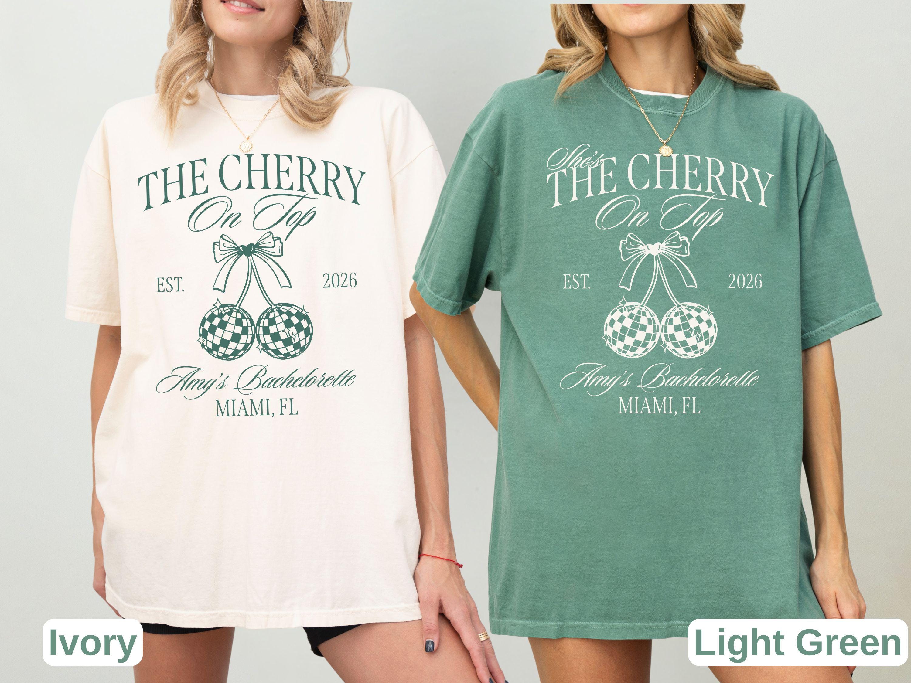 Custom Cherry on Top Bachelorette Shirt, Disco Ball Bride Tee, Retro Coquette Bridal Shower Comfort Colors Shirt