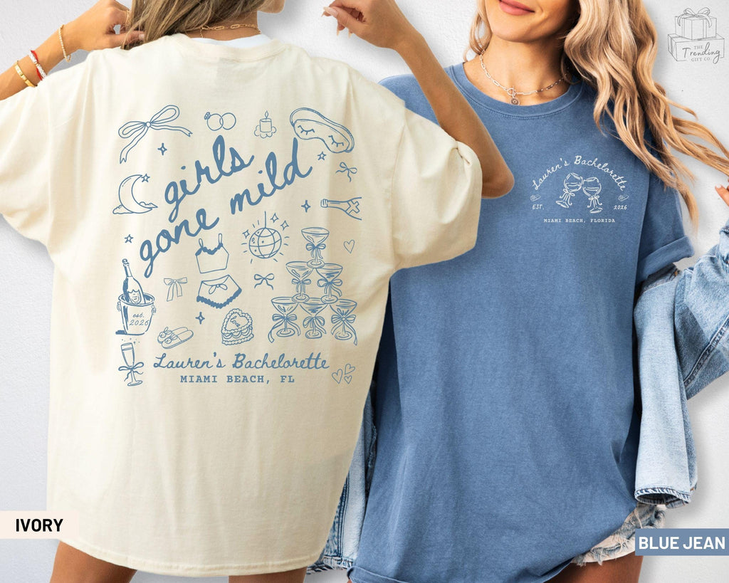 Girls Gone Mild Custom Bachelorette Shirt, Comfort Colors Spa Party PJS Weekend Girls Night Tshirts, Bridesmaid Tee Gifts