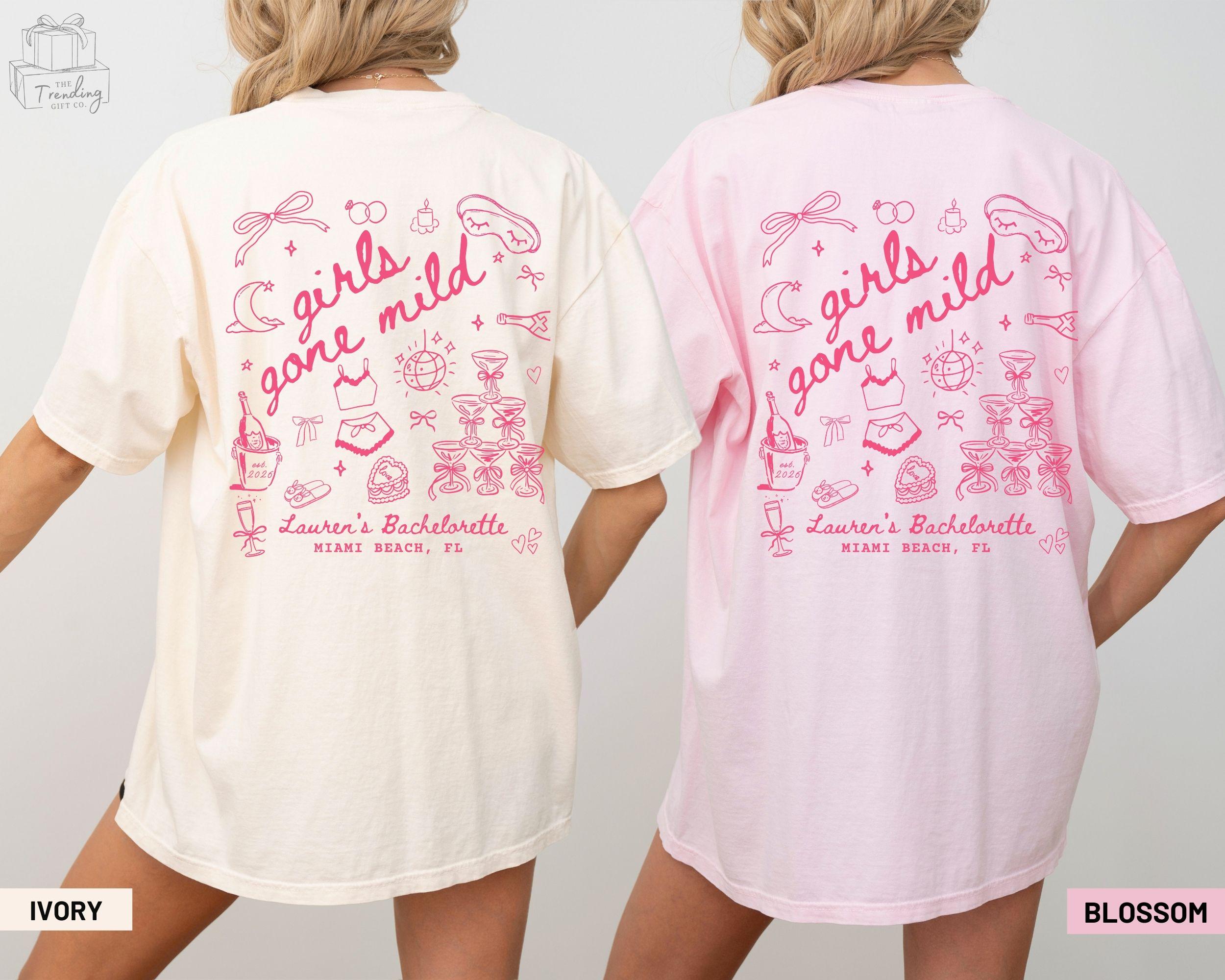 Girls Gone Mild Custom Bachelorette Shirt, Comfort Colors Spa Party PJS Weekend Girls Night Tshirts, Bridesmaid Tee Gifts