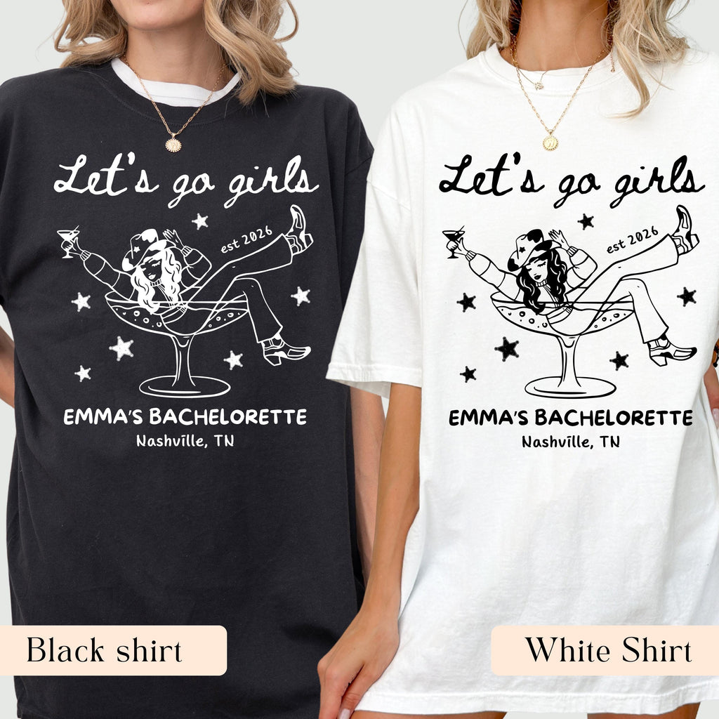 Let's Go Girls, Custom Western Bachelorette Shirt, Cowgirl Bride Tee, Personalized Nashville Bach Shirts, Matching Country Bridal Squad