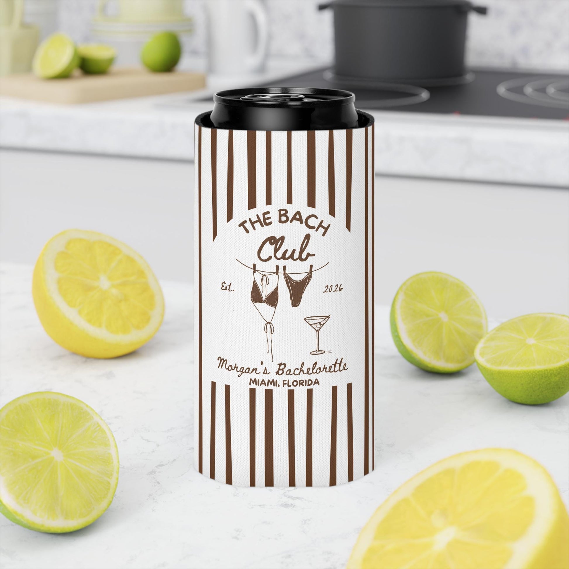 The Bach Club Cozies, Custom Bachelorette Can Coolers, Destination Bachelorette Party Favors, Personalized Beach Club Cozies
