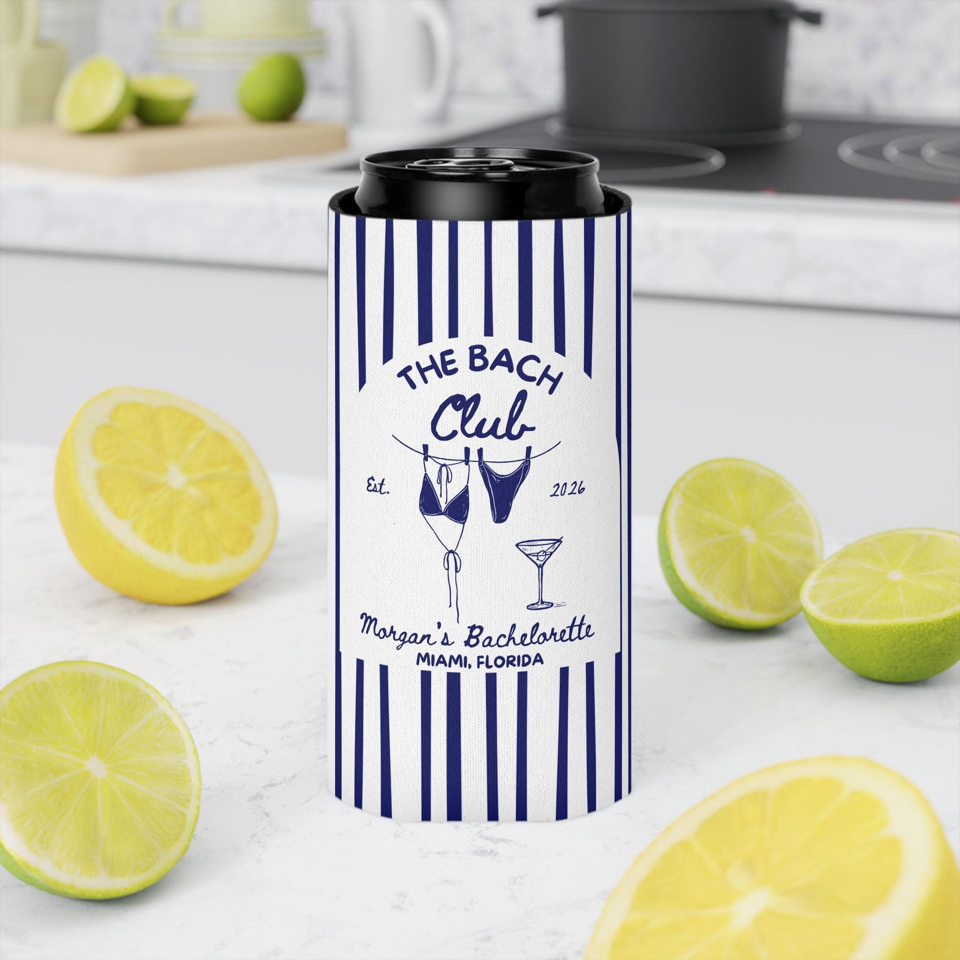 The Bach Club Cozies, Custom Bachelorette Can Coolers, Destination Bachelorette Party Favors, Personalized Beach Club Cozies