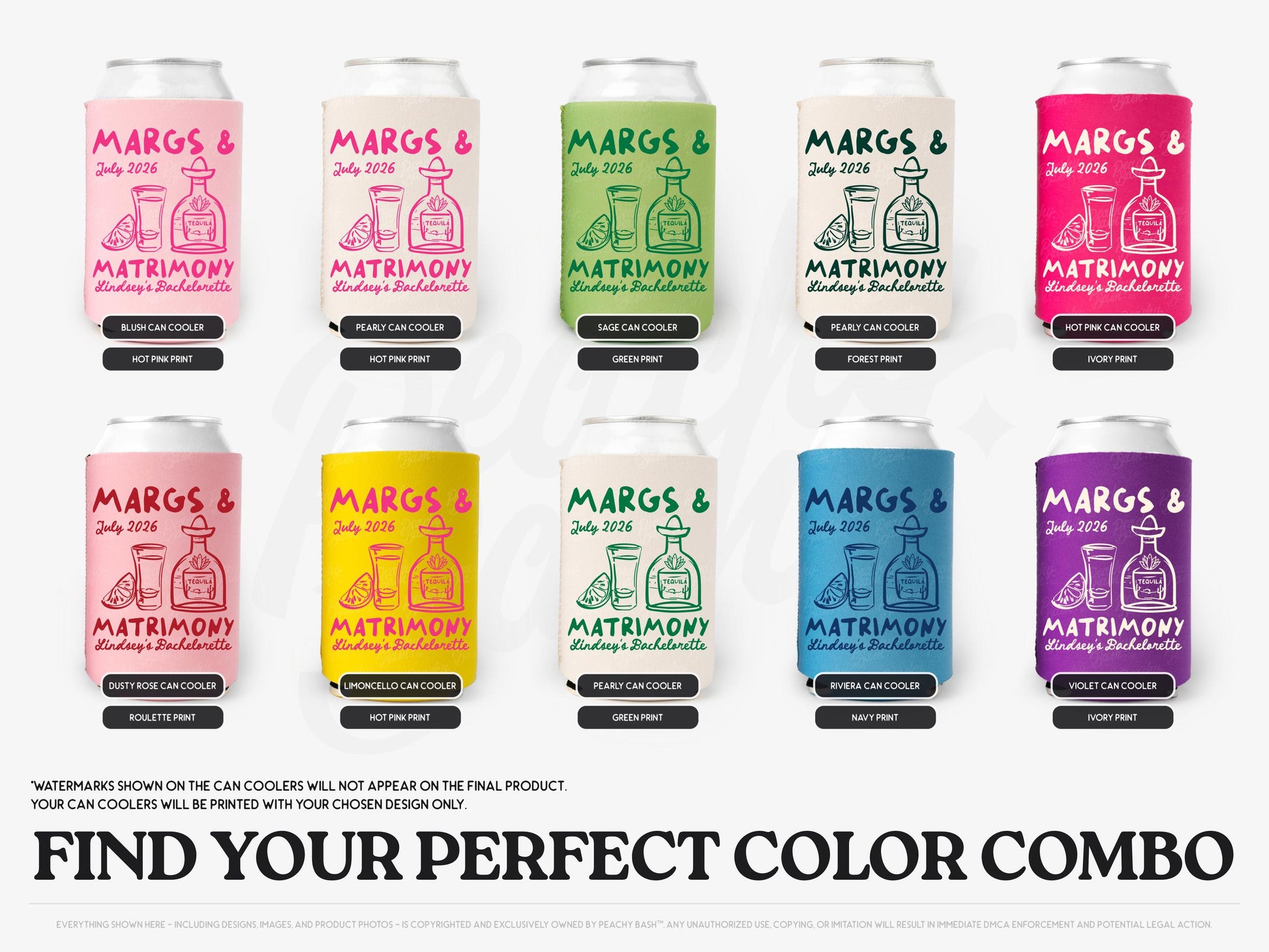 Margs and Matrimony Bachelorette Can Coolers, Personalized Can Sleeves, Custom Beach Bachelorette Party Favors, Mexico Bachelorette