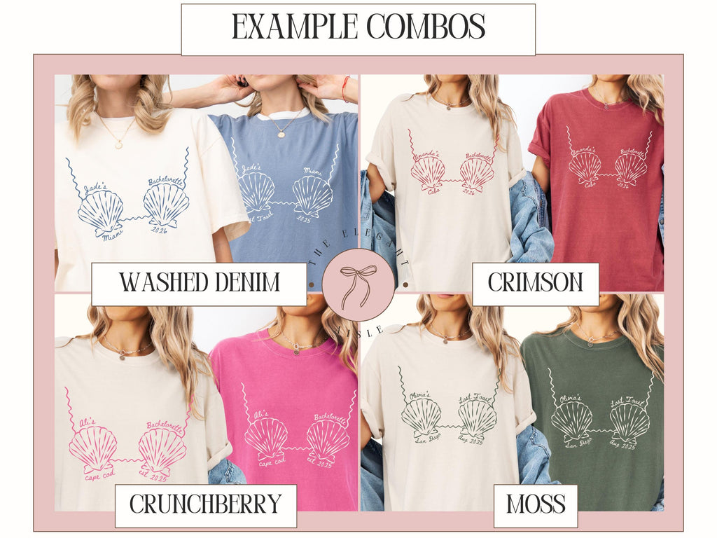 Custom Beach Bachelorette Comfort Colors Shirts, Bikinis and Martinis Shirt, Last Toast On The Coast, Seashells and Wedding Bells