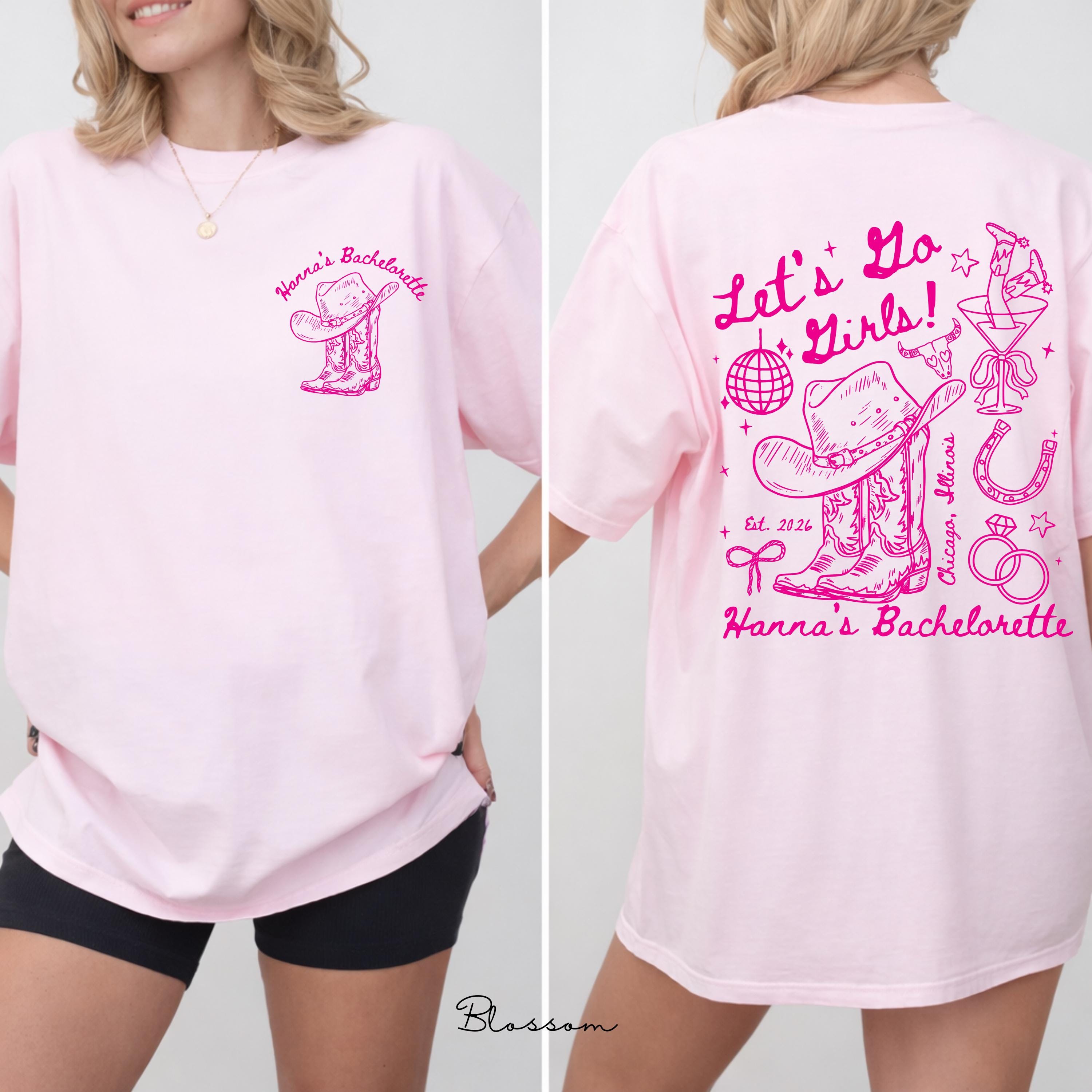 Let's Go Girls Western Bachelorette Shirt, Custom Cowgirl Bride Tee, Personalized Nashville Bach Shirts, Matching Country Bridal Squad Gift