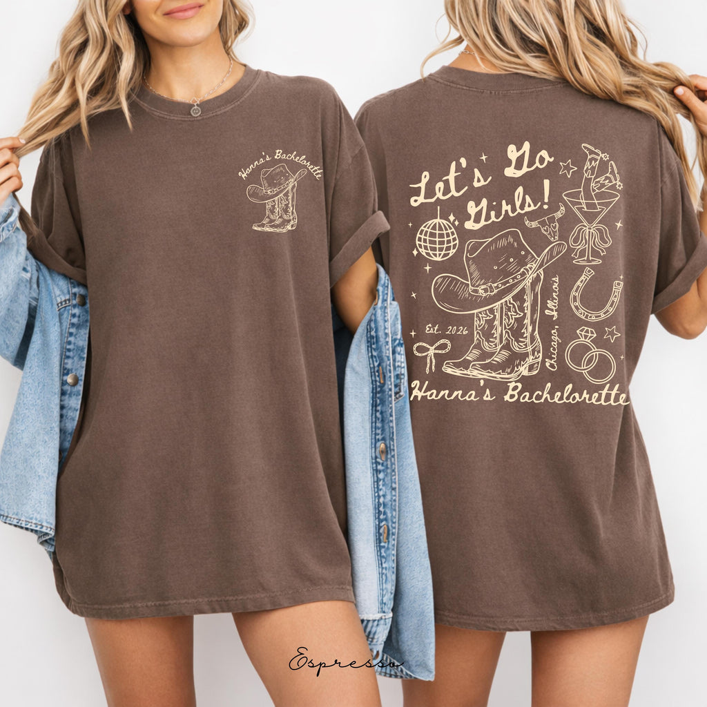 Let's Go Girls Western Bachelorette Shirt, Custom Cowgirl Bride Tee, Personalized Nashville Bach Shirts, Matching Country Bridal Squad Gift