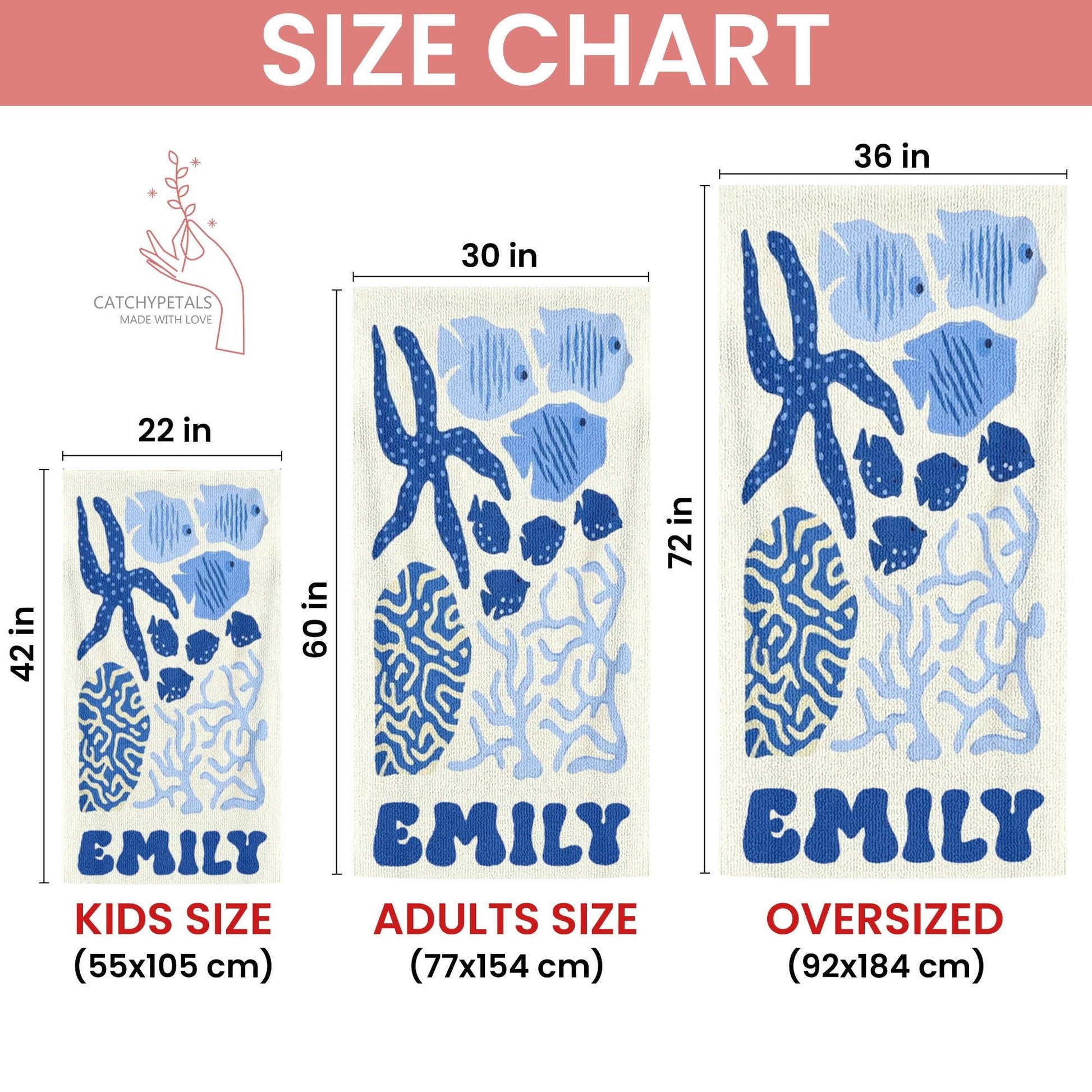 Personalized Retro Beach Towel, Marine Animal Beach Towel, Custom Name Towel, Summer Vacation Gift, Gift for Bestfriend, Bachelorette Party