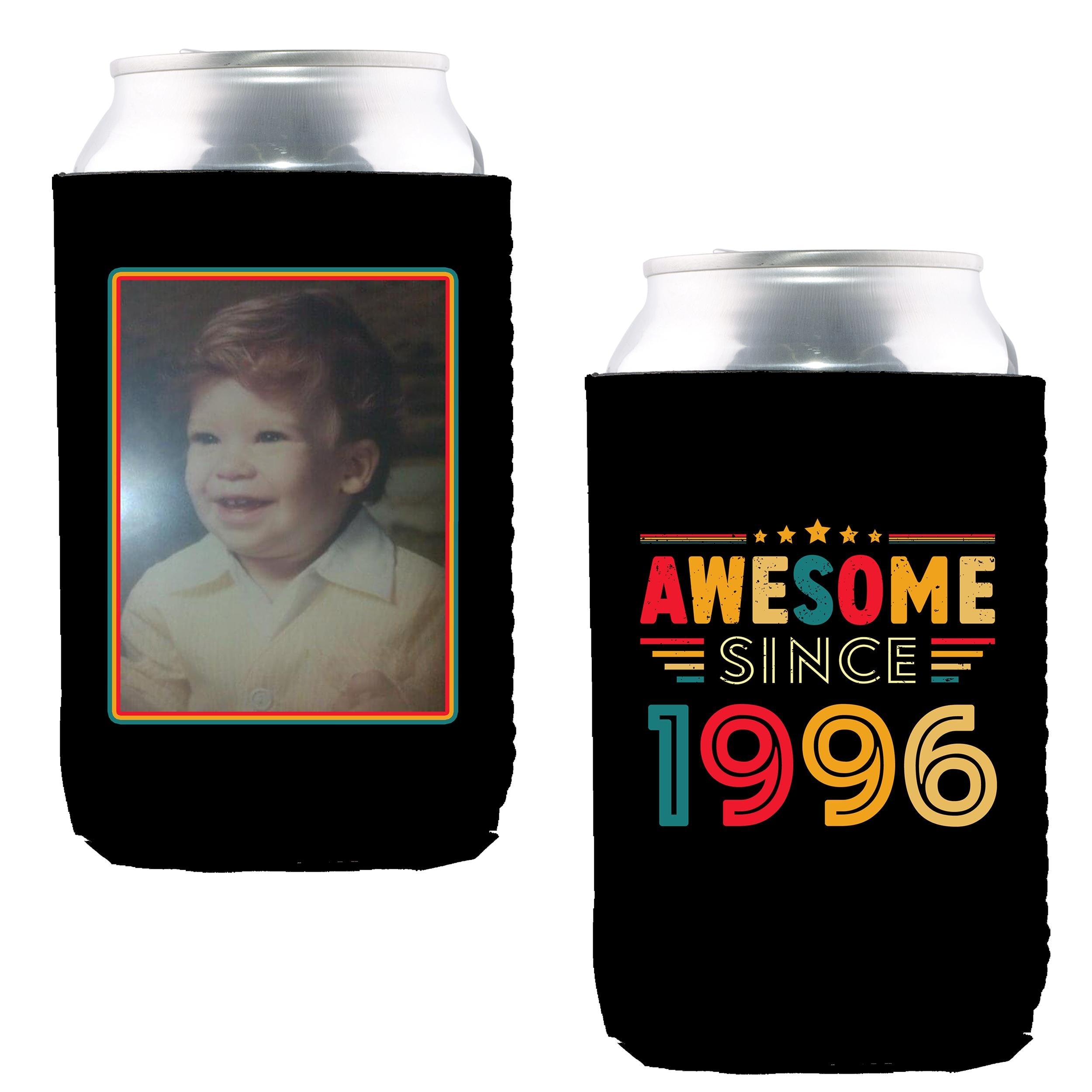 Custom Neoprene Can Cooler: Personalized Photo Beverage Holder, Party Favor