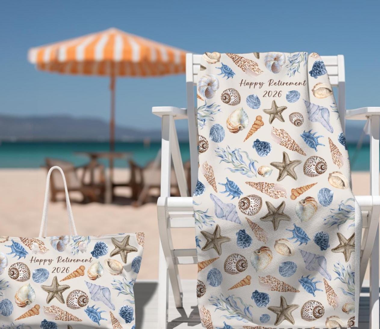 Retirement Gift Beach Towel for 2026 Shell Design Custom Towel for Beach Towels Pool Towel Personalized Towel Retirement Gift Women Coworker