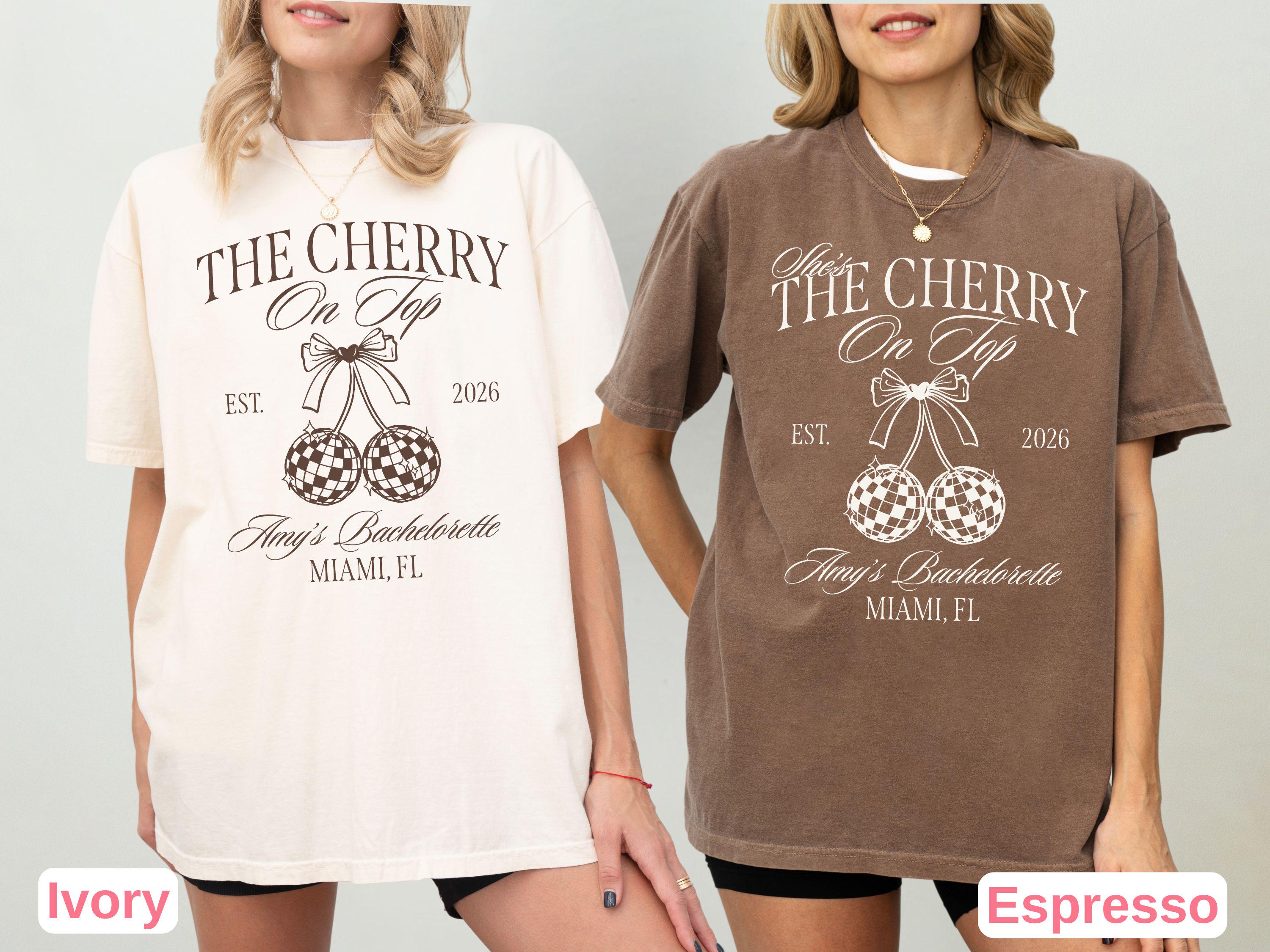 Custom Cherry on Top Bachelorette Shirt, Disco Ball Bride Tee, Retro Coquette Bridal Shower Comfort Colors Shirt