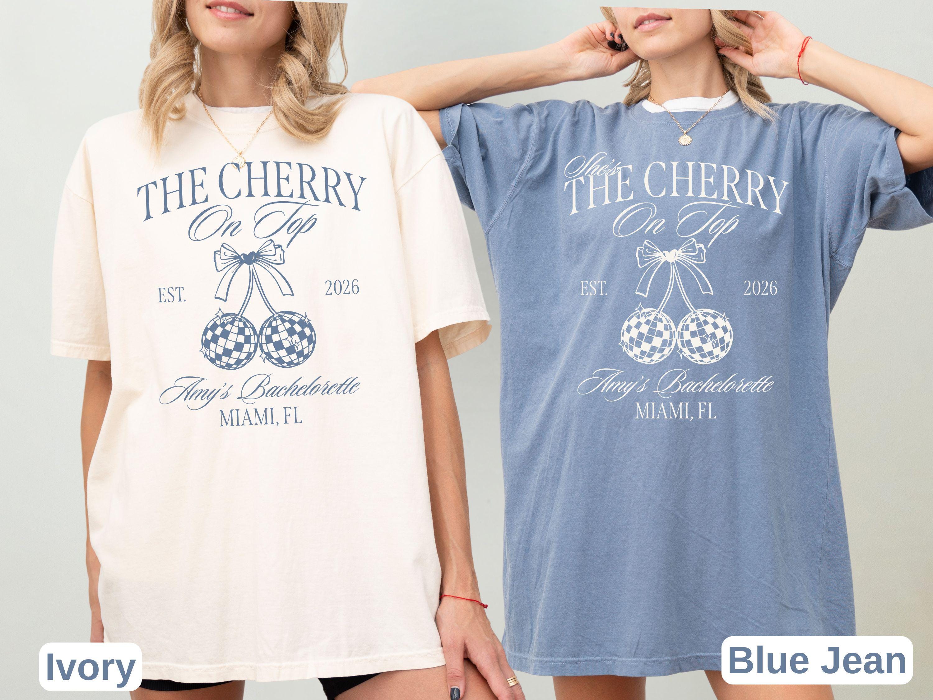 Custom Cherry on Top Bachelorette Shirt, Disco Ball Bride Tee, Retro Coquette Bridal Shower Comfort Colors Shirt