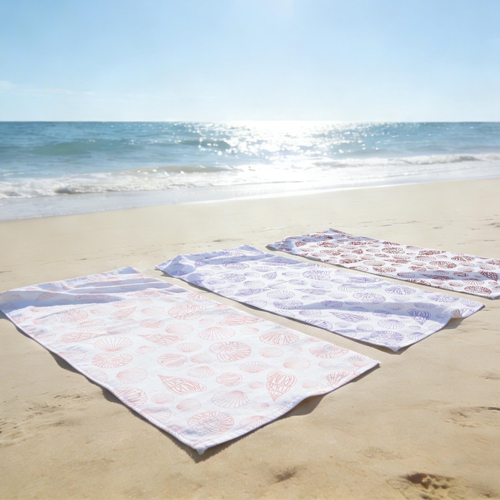 Personalized Slightly Subtle Seashell Patterned Beach Towel,Relaxing Seaside Vibes,Summer Coastal Gift,Ocean Inspired Style,Pool Party Towel