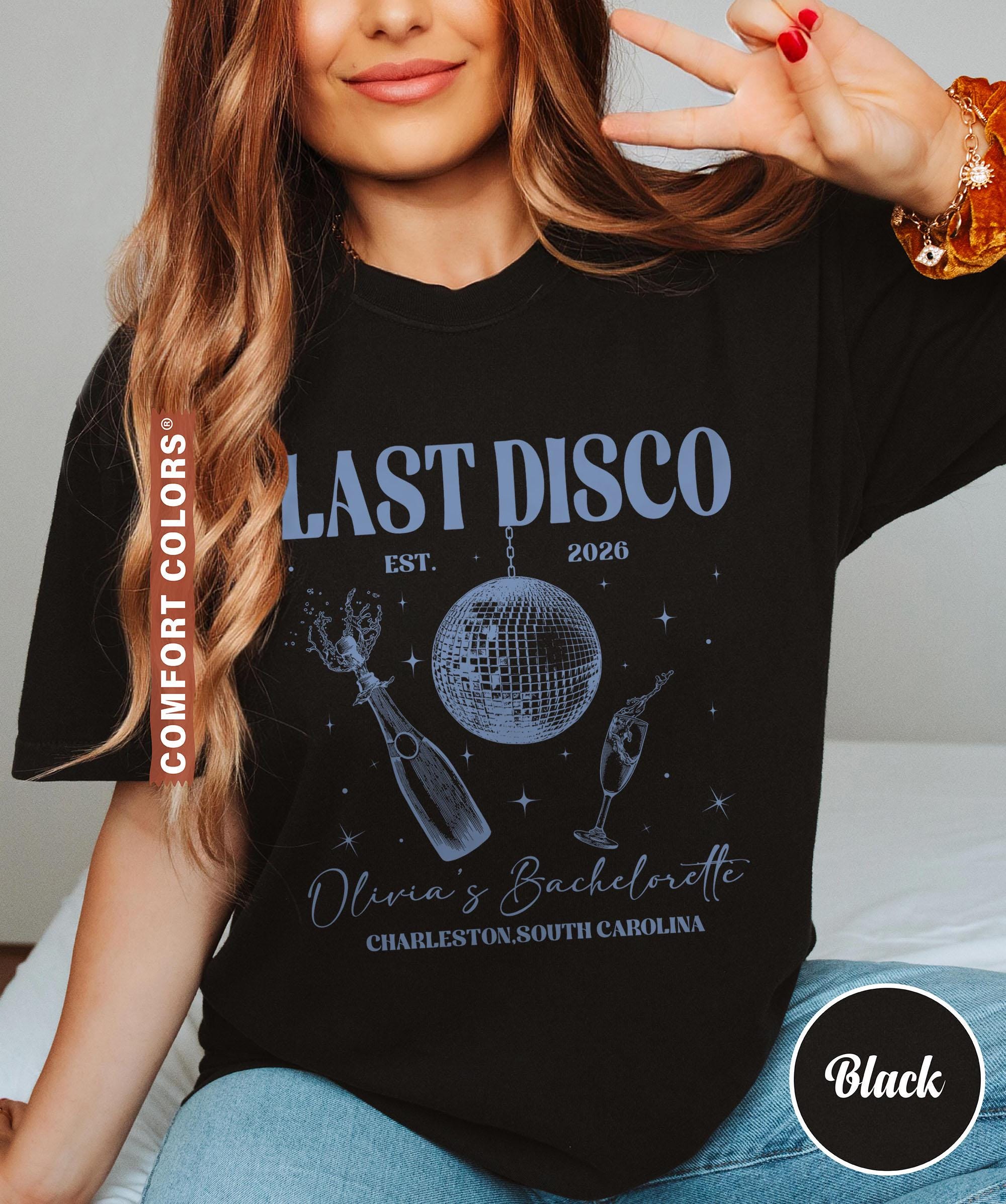 Last Disco Bachelorette Shirts, Disco Bride Personalized Shirt, Custom Name Bridal Party Gift, Bachelorette Tee, Wedding Comfort Colors® Tee