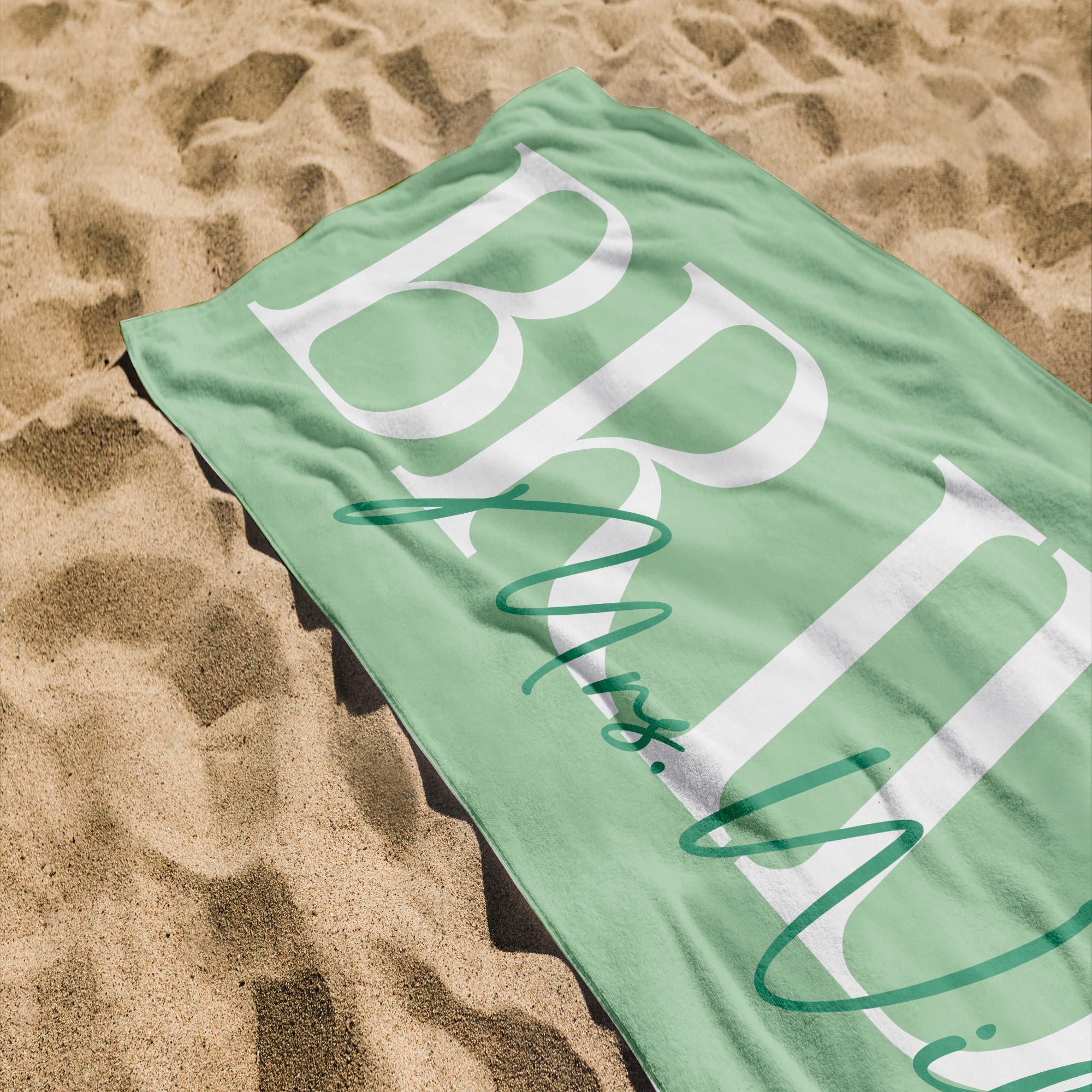 Personalized Bride Beach Towels, Bride Custom Beach Towel, Custom Vacation Gift, Honeymoon/Bachelorette Trip, Bridal Shower Gift