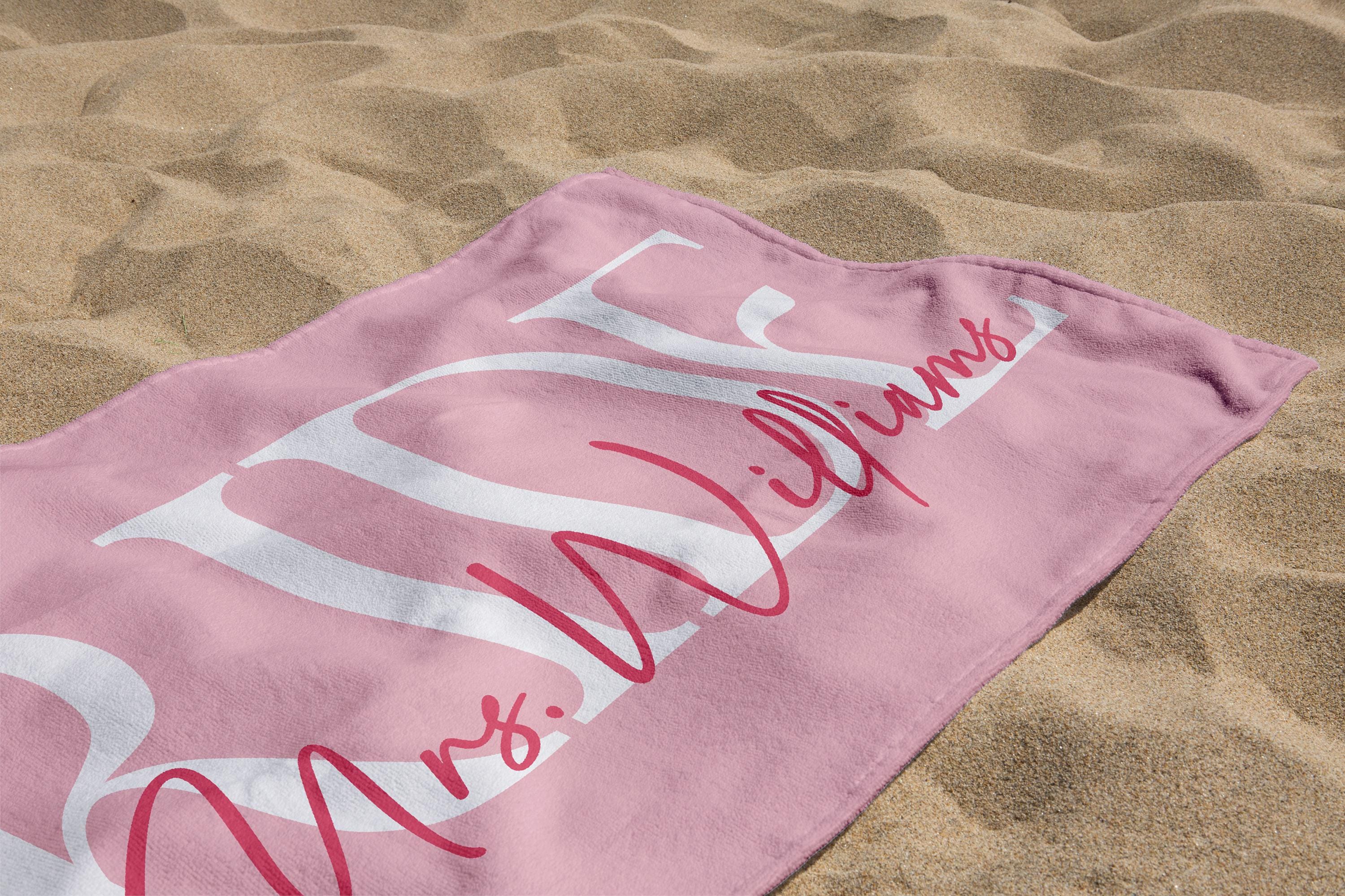 Personalized Bride Beach Towels, Bride Custom Beach Towel, Custom Vacation Gift, Honeymoon/Bachelorette Trip, Bridal Shower Gift