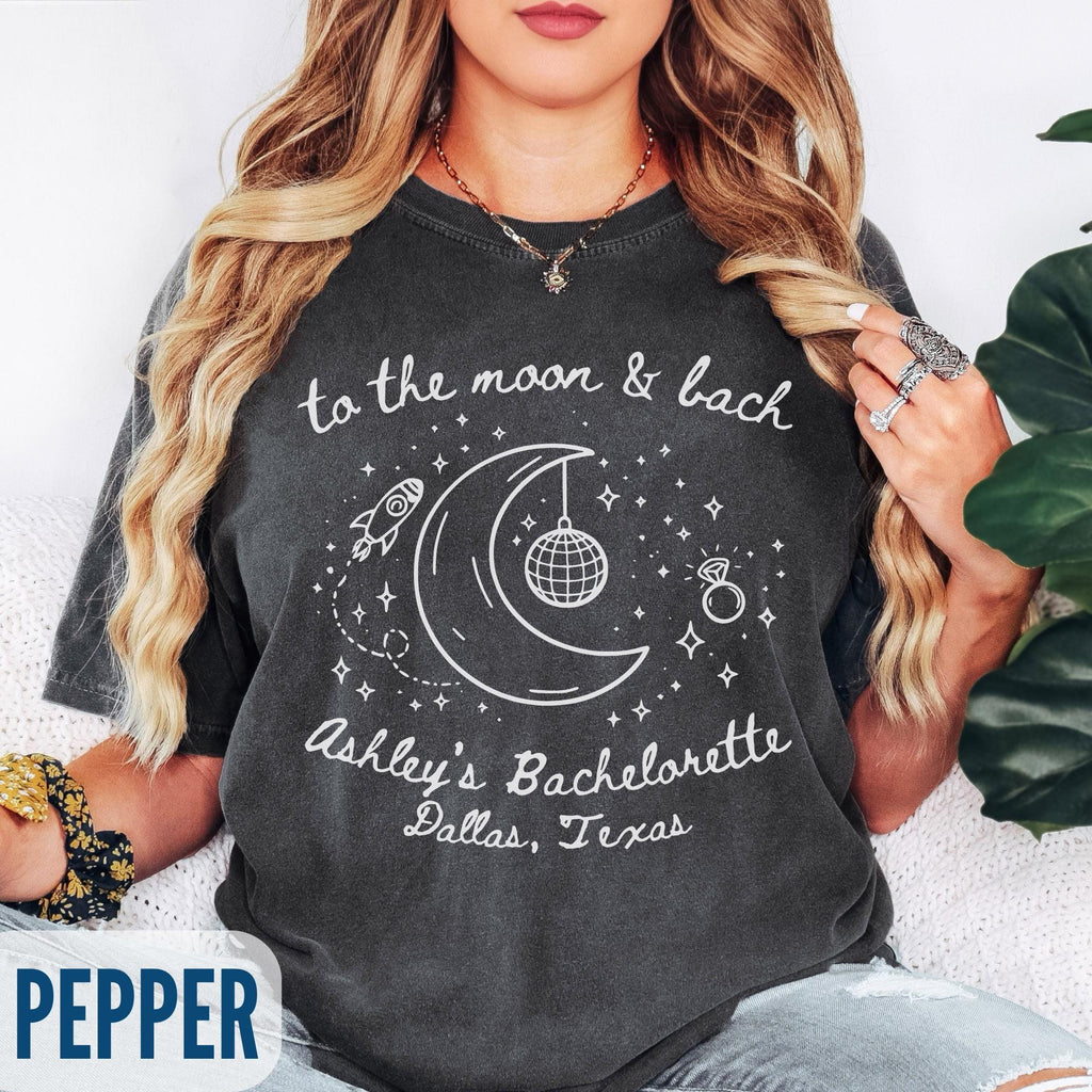 To The Moon and Bach Shirts, Custom Celestial Bachelorette Party T-Shirt, Space Girls Trip Tee