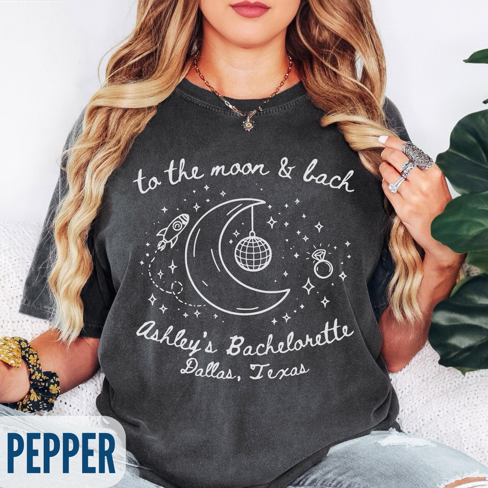 To The Moon and Bach Shirts, Custom Celestial Bachelorette Party T-Shirt, Space Girls Trip Tee