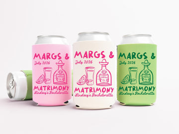 Margs and Matrimony Bachelorette Can Coolers, Personalized Can Sleeves, Custom Beach Bachelorette Party Favors, Mexico Bachelorette