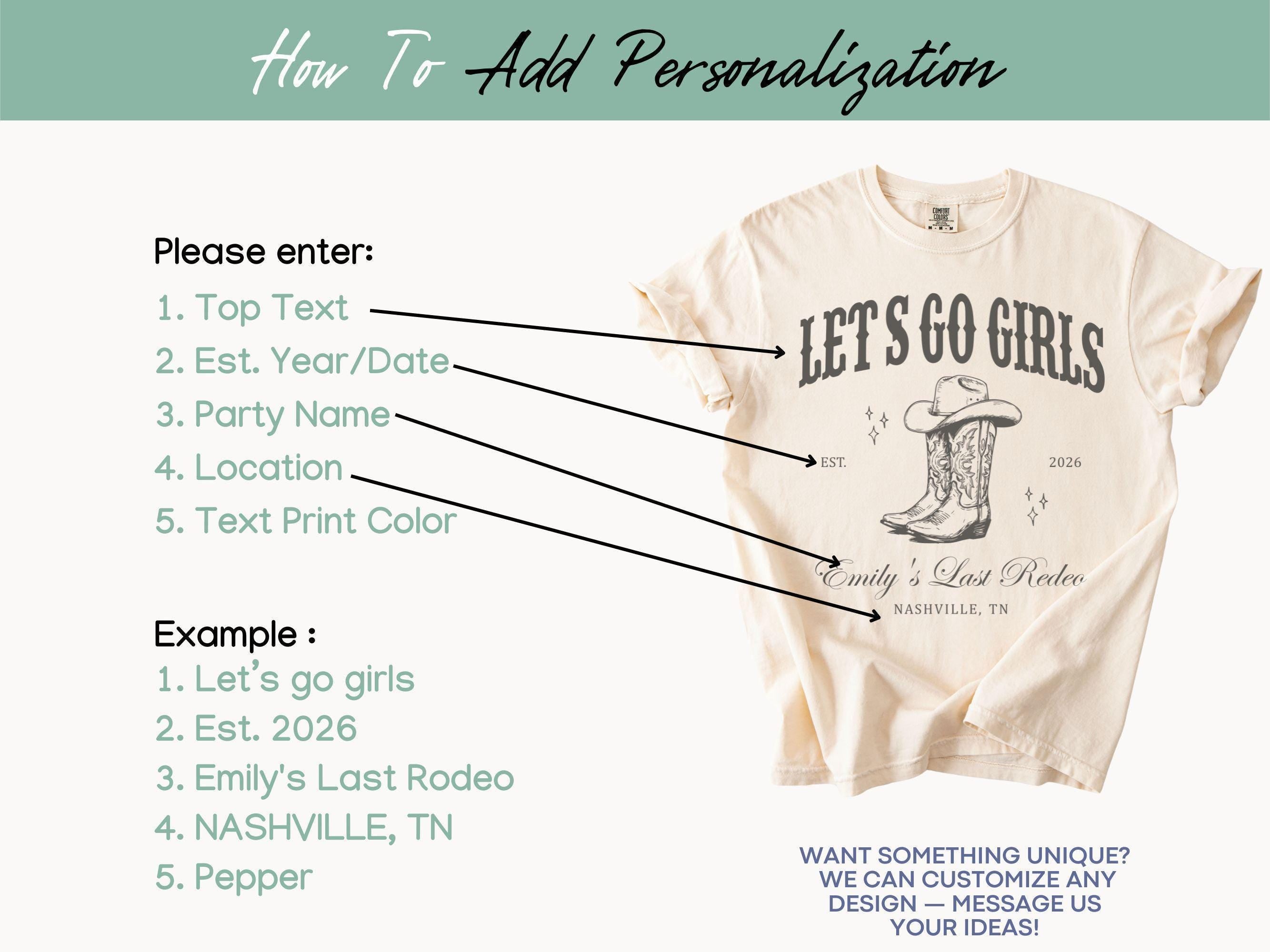 Let's Go Girls Custom Western Bachelorette Shirt, Last Rodeo Bachelorette Party TShirt Nashville Bach Trip Country Cowgirl Bride Bridesmaid