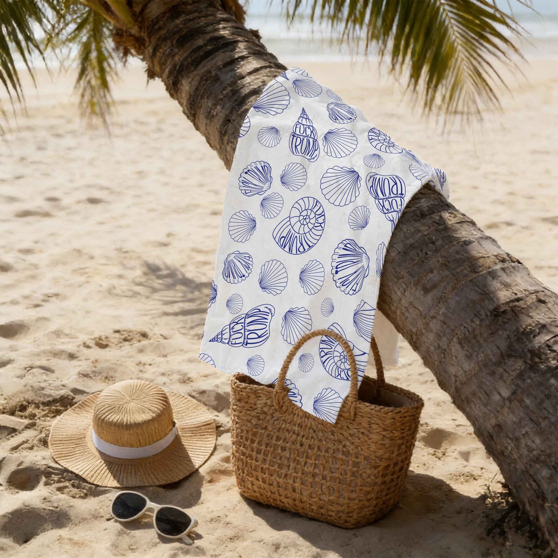 Personalized Slightly Subtle Seashell Patterned Beach Towel,Relaxing Seaside Vibes,Summer Coastal Gift,Ocean Inspired Style,Pool Party Towel