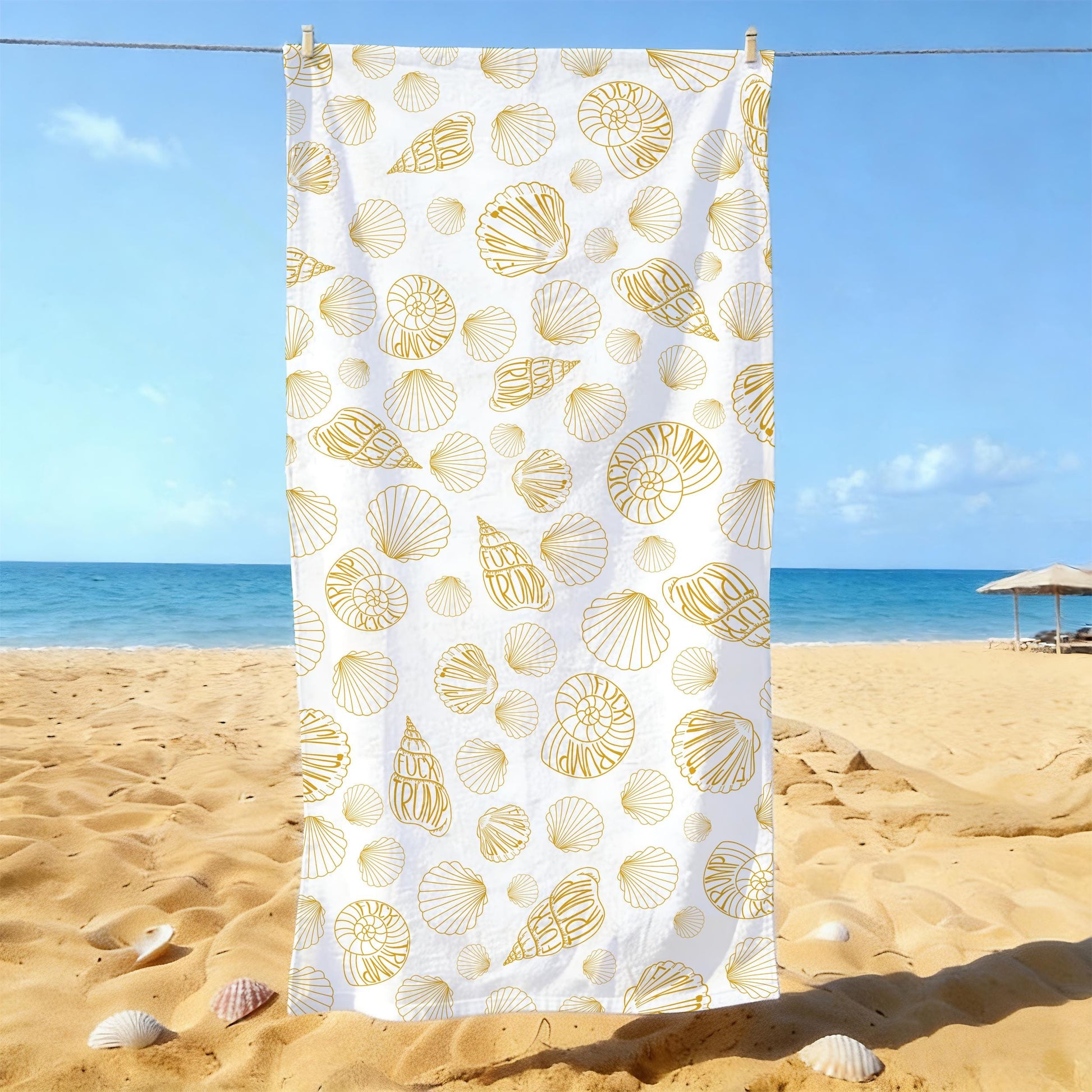 Personalized Slightly Subtle Seashell Patterned Beach Towel,Relaxing Seaside Vibes,Summer Coastal Gift,Ocean Inspired Style,Pool Party Towel