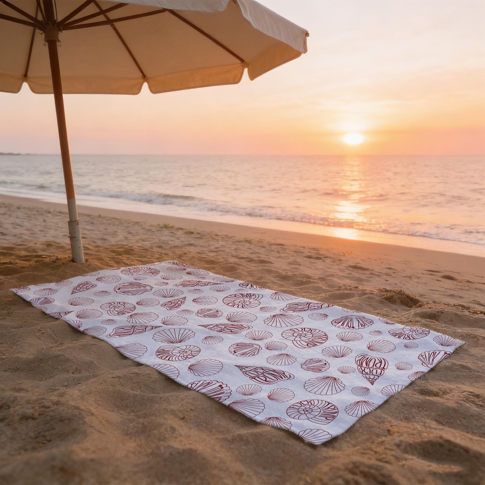Personalized Slightly Subtle Seashell Patterned Beach Towel,Relaxing Seaside Vibes,Summer Coastal Gift,Ocean Inspired Style,Pool Party Towel
