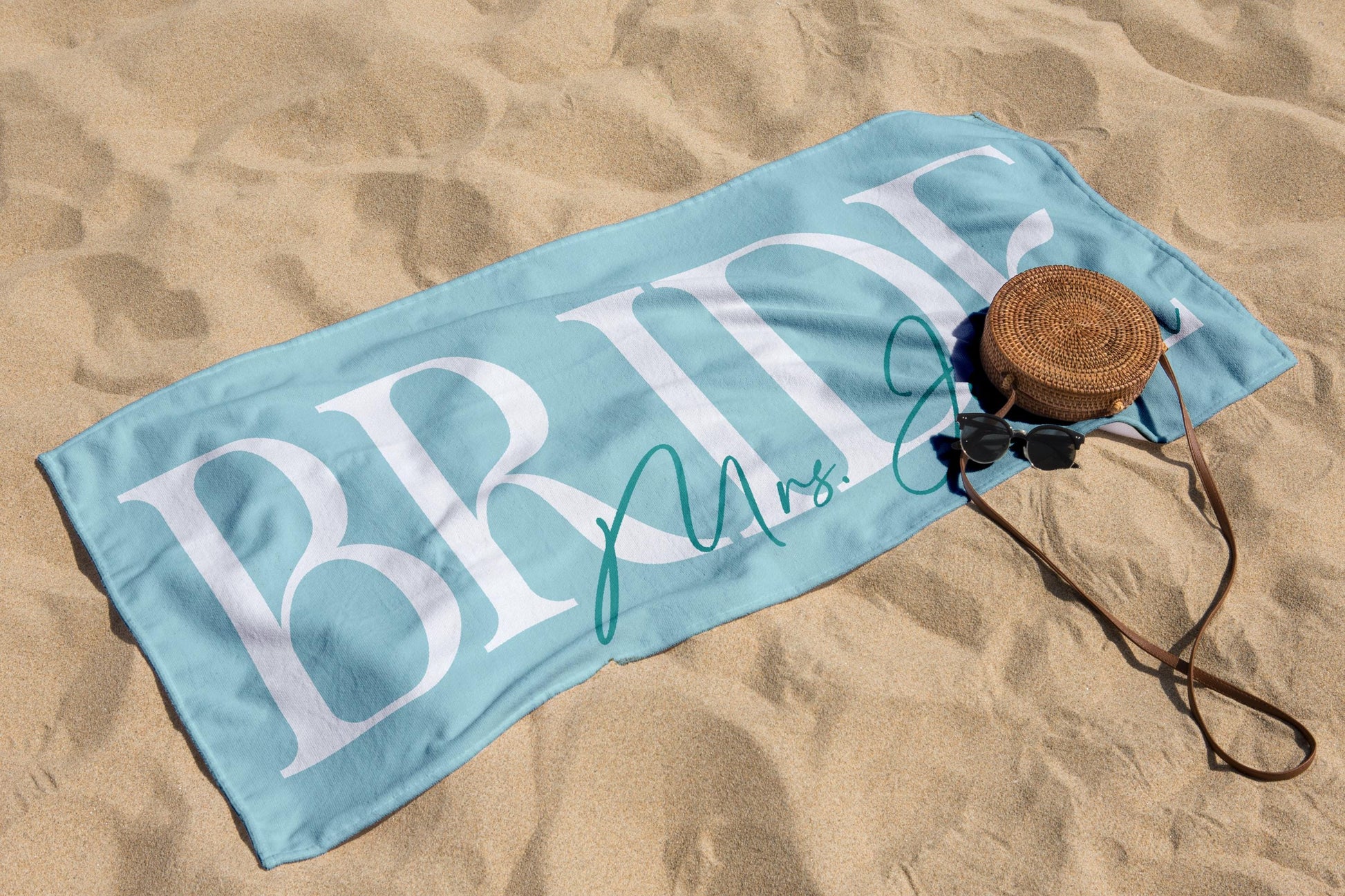 Personalized Bride Beach Towels, Bride Custom Beach Towel, Custom Vacation Gift, Honeymoon/Bachelorette Trip, Bridal Shower Gift