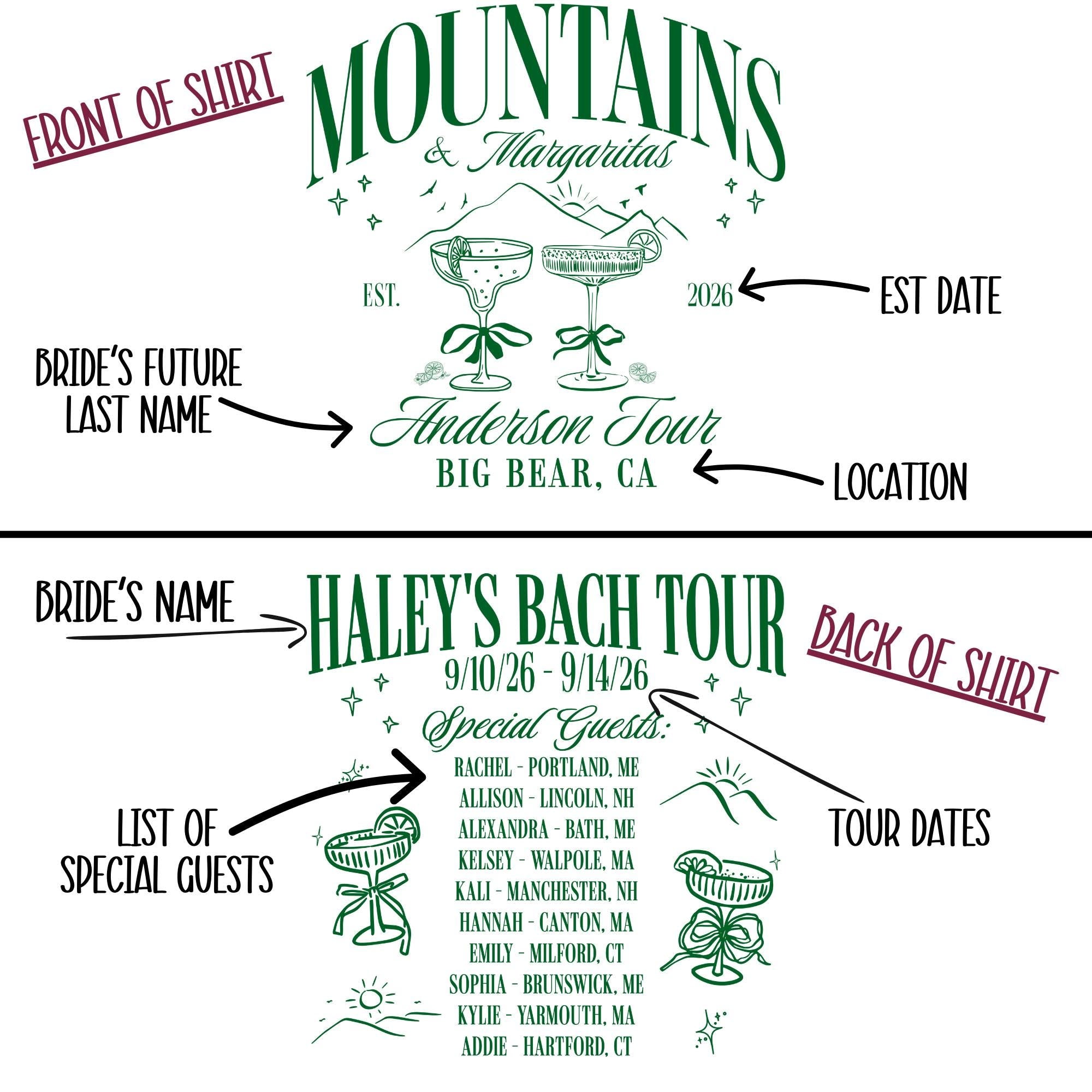 Margarita Bachelorette Tour Shirt Comfort Color Custom Mountain Bachelorette Shirt Camp Bach Tour Tee Bridal Party Gifted Bridesmaid Shirt