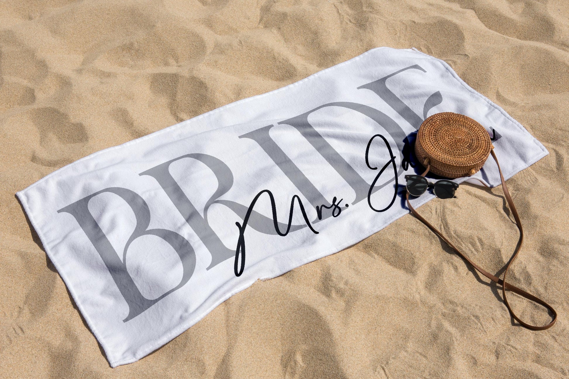 Personalized Bride Beach Towels, Bride Custom Beach Towel, Custom Vacation Gift, Honeymoon/Bachelorette Trip, Bridal Shower Gift