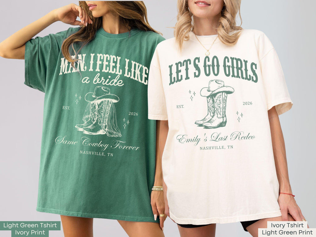 Let's Go Girls Custom Western Bachelorette Shirt, Last Rodeo Bachelorette Party TShirt Nashville Bach Trip Country Cowgirl Bride Bridesmaid