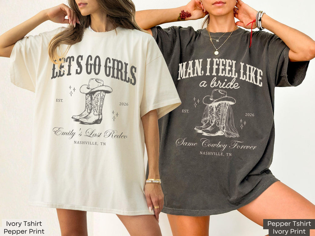 Let's Go Girls Custom Western Bachelorette Shirt, Last Rodeo Bachelorette Party TShirt Nashville Bach Trip Country Cowgirl Bride Bridesmaid