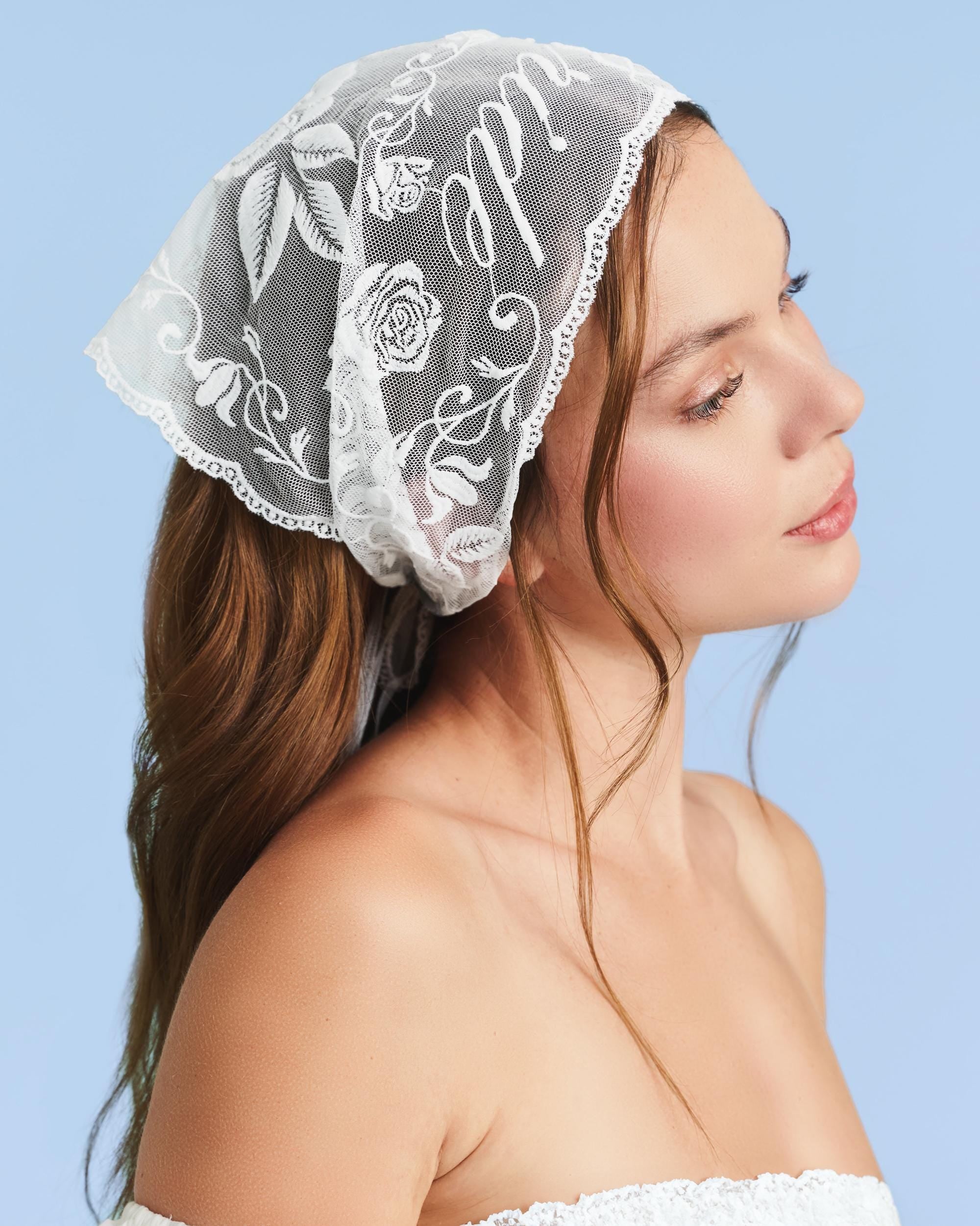 xo, Fetti Bride Lace Headscarf - White Embroidered Head Scarf Bachelorette Party Bridal Shower Engagement Gift Hair Accessories Bride To Be