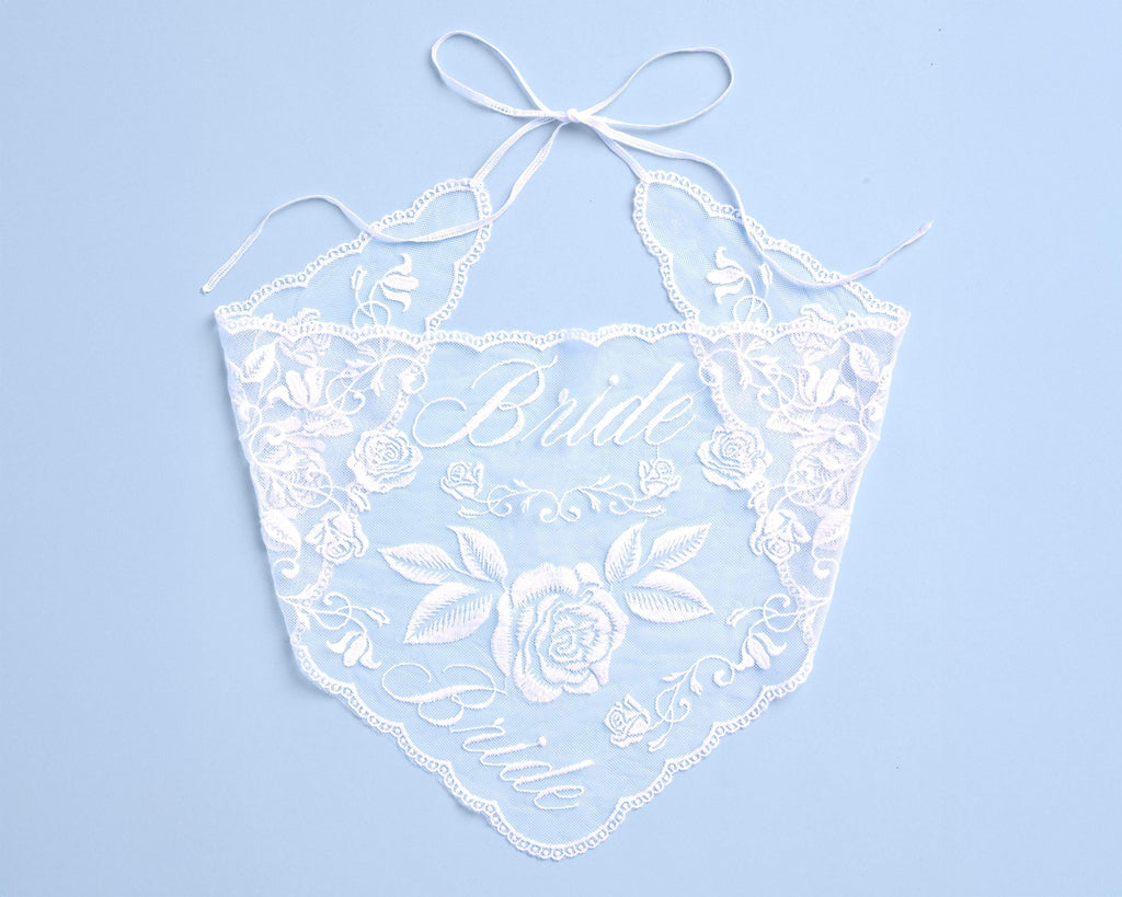 xo, Fetti Bride Lace Headscarf - White Embroidered Head Scarf Bachelorette Party Bridal Shower Engagement Gift Hair Accessories Bride To Be