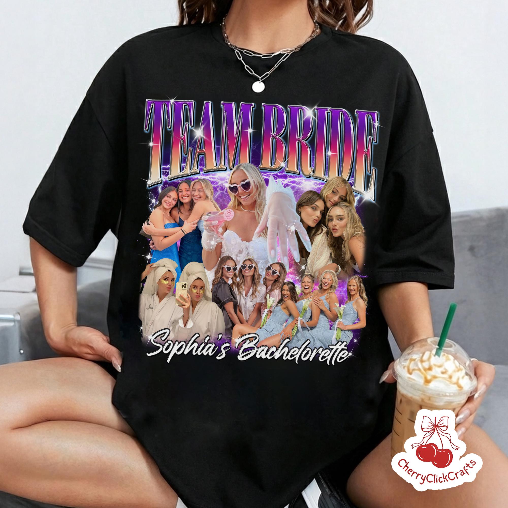 Custom Bachelorette Party Shirts, Personalized Bootleg Rap Tee with Bride Face Photo, Vintage Graphic Team Bride Shirt, Bridal Party Gift